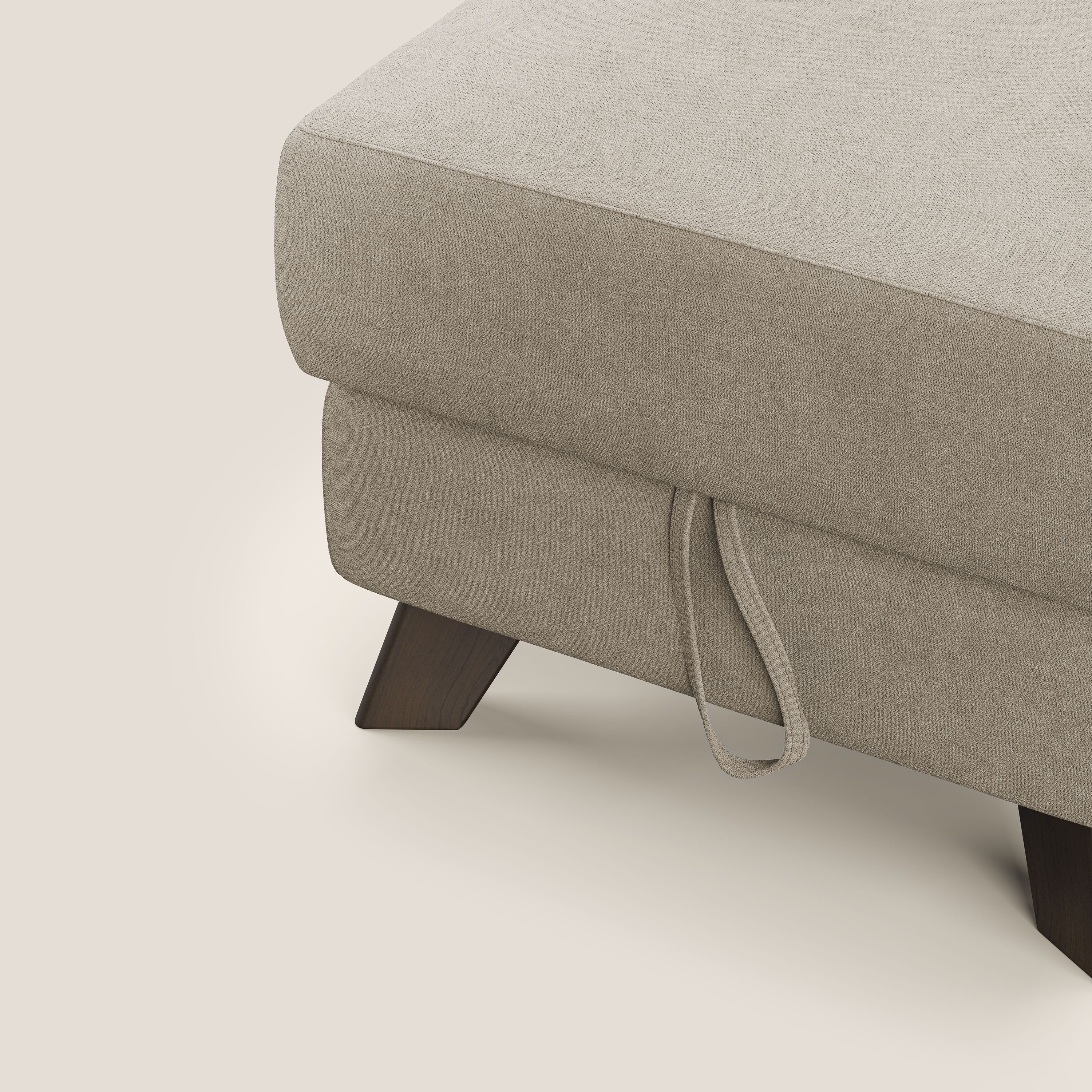 Moon Pouf contenitore e piedini alti in tessuto morbido impermeabile T02 beige - divani.store