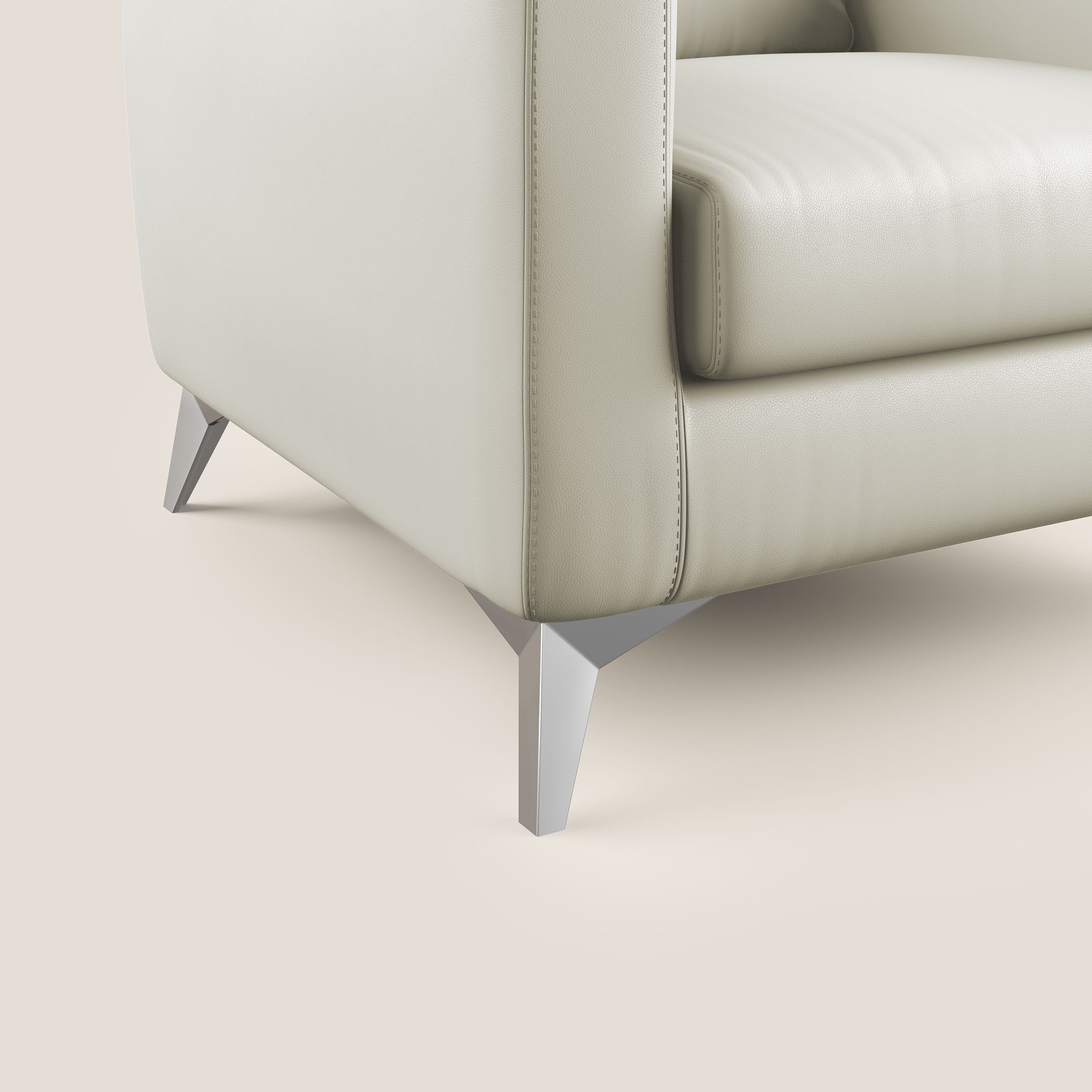 Orione Poltroncina in ecopelle moderna e impermeabile T04 tortora - divani.store