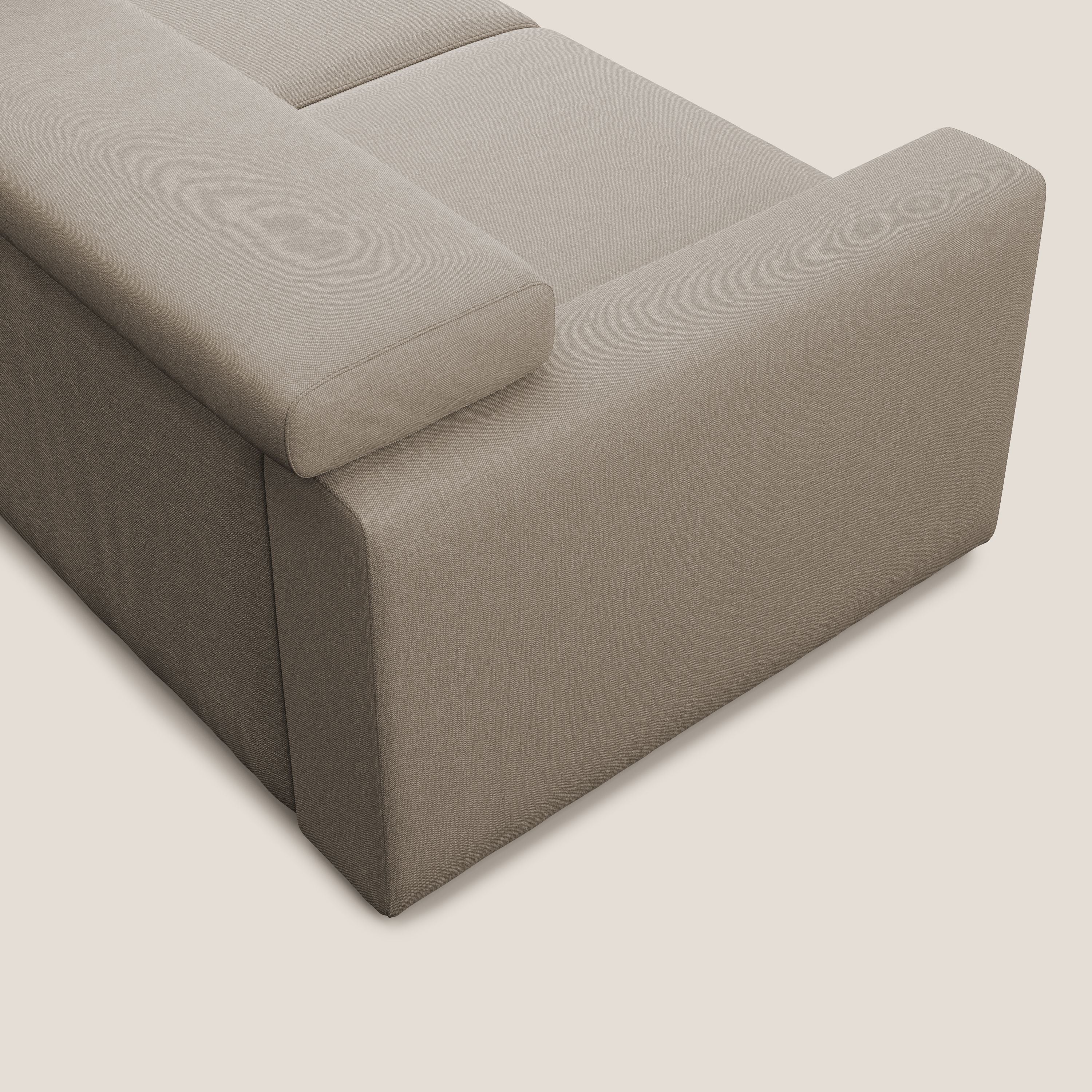 Dylan divano allungabile con pouf estraibile poggiapiedi in tessuto simil cotone impermeabile T13 beige - divani.store