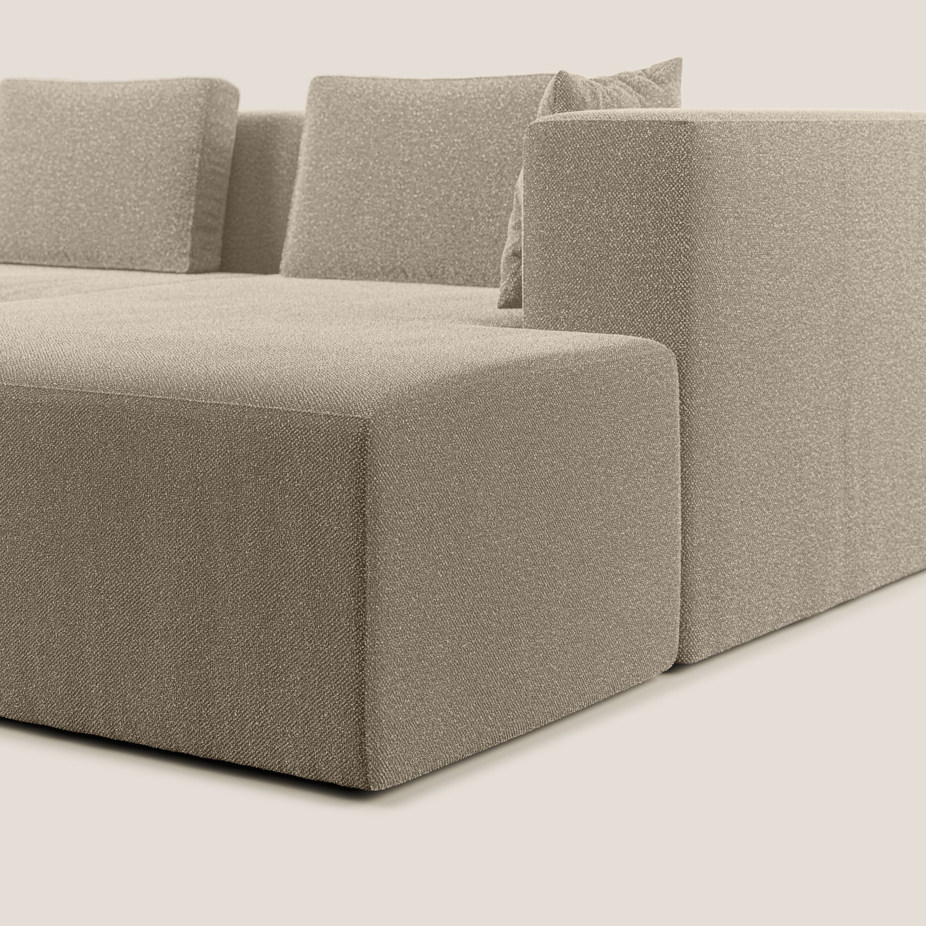 Nettuno divano panoramico in morbido tessuto bouclè T07 beige - divani.store