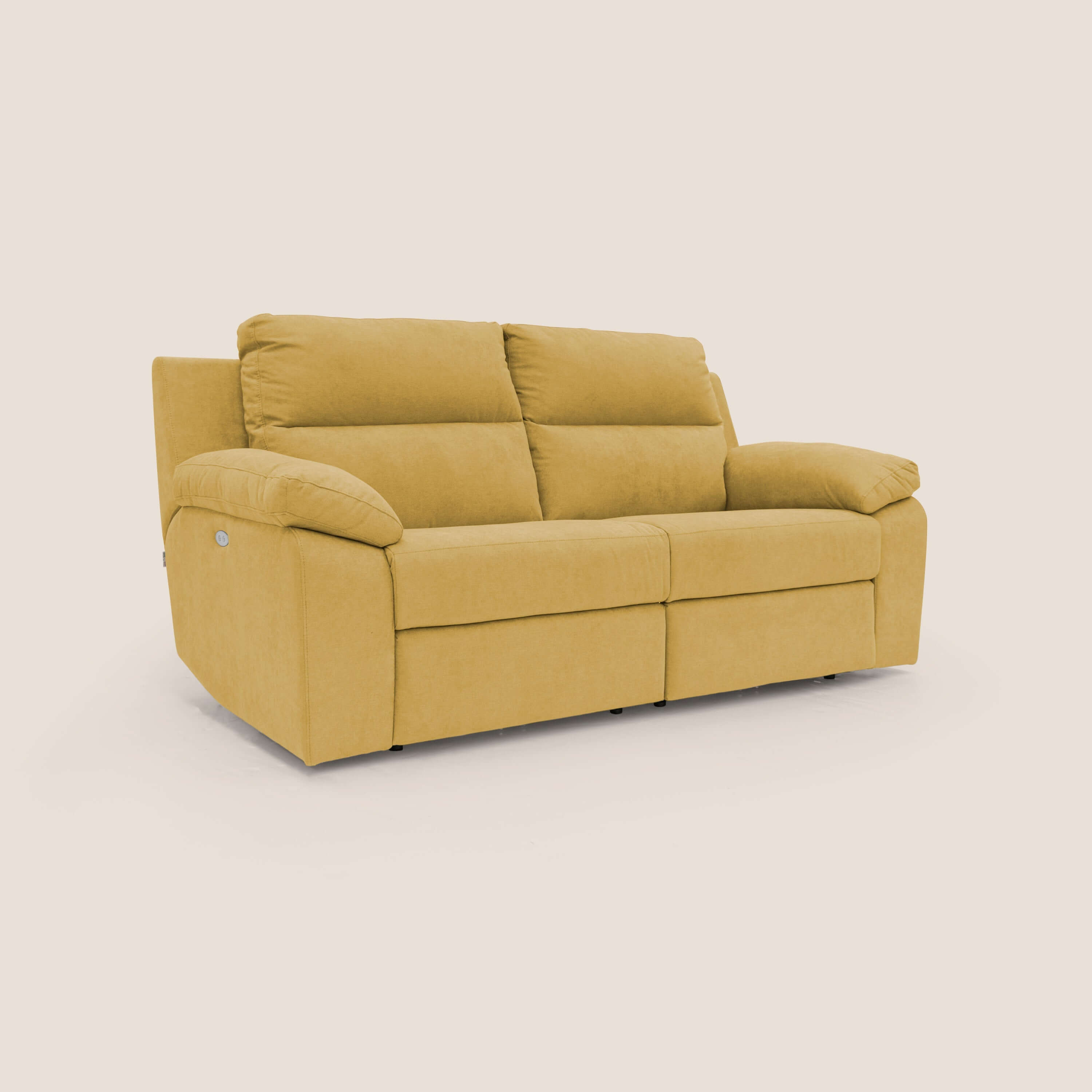 Romeo Divano relax con recliner elettrico in morbido tessuto impermeabile T02 giallo - divani.store