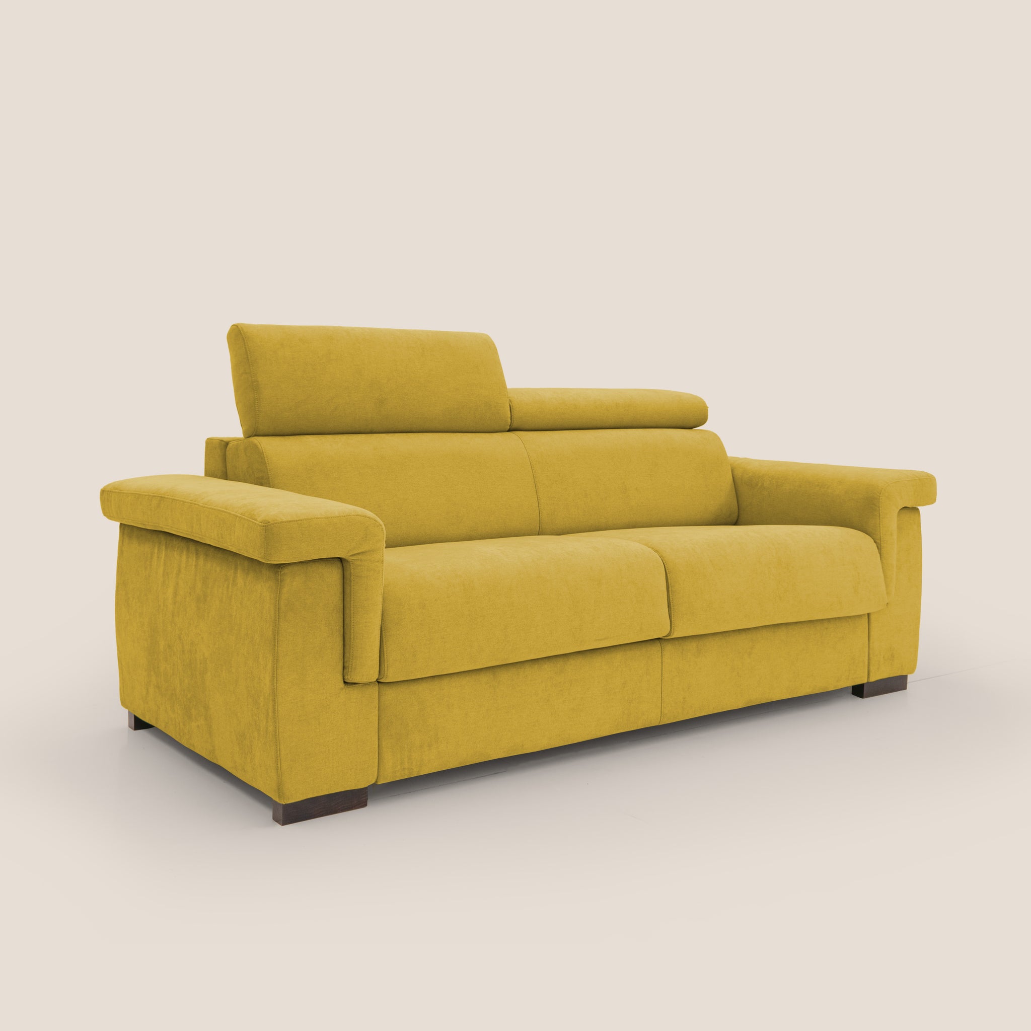 Bjorn Schlafsofa 220 cm (mat. 140x197 cm) mit H18 cm Matratze aus wasserfestem Stoff T02 GELB