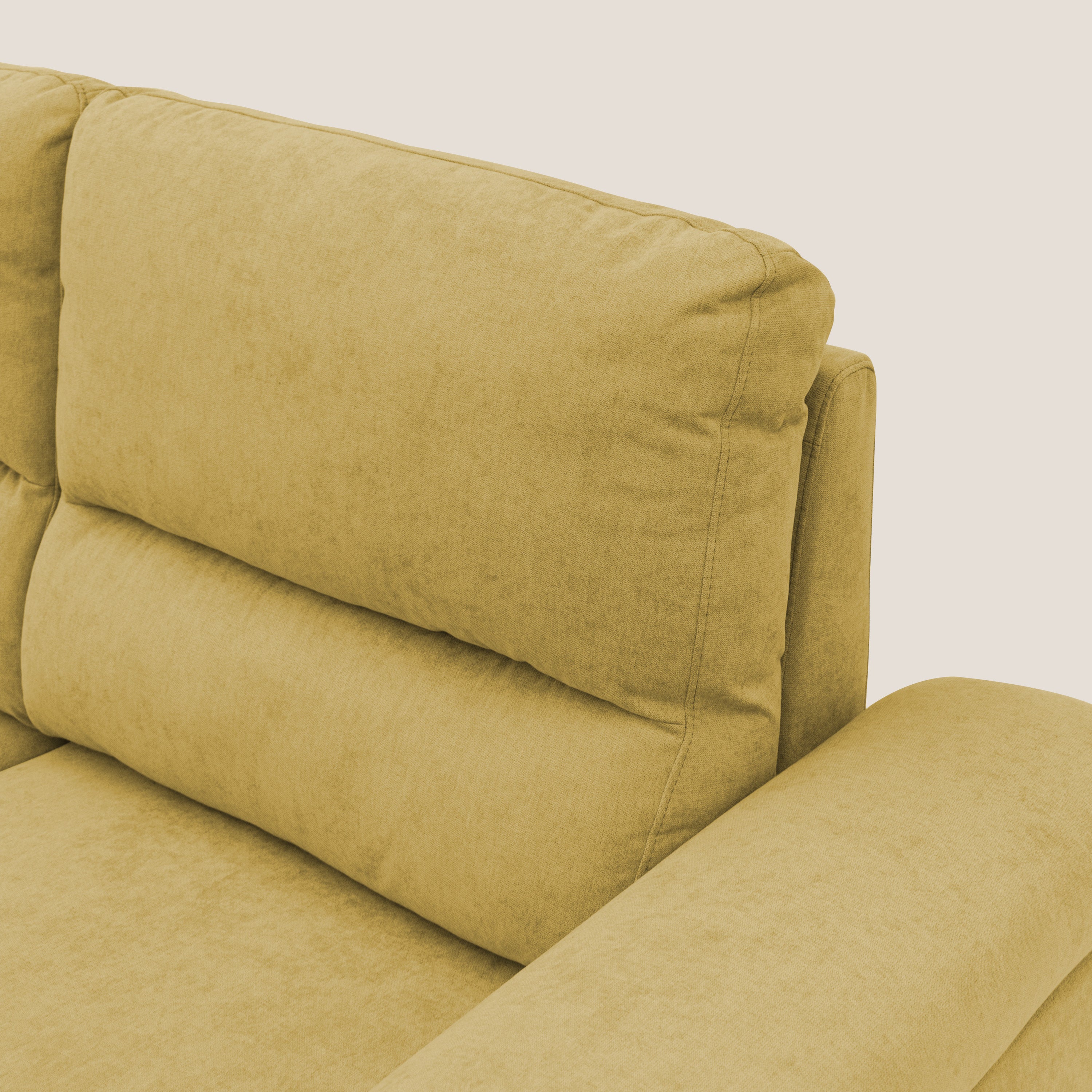 Minerva divano con pouf estraibile poggiapiedi in tessuto morbido impermeabile T02 giallo - divani.store