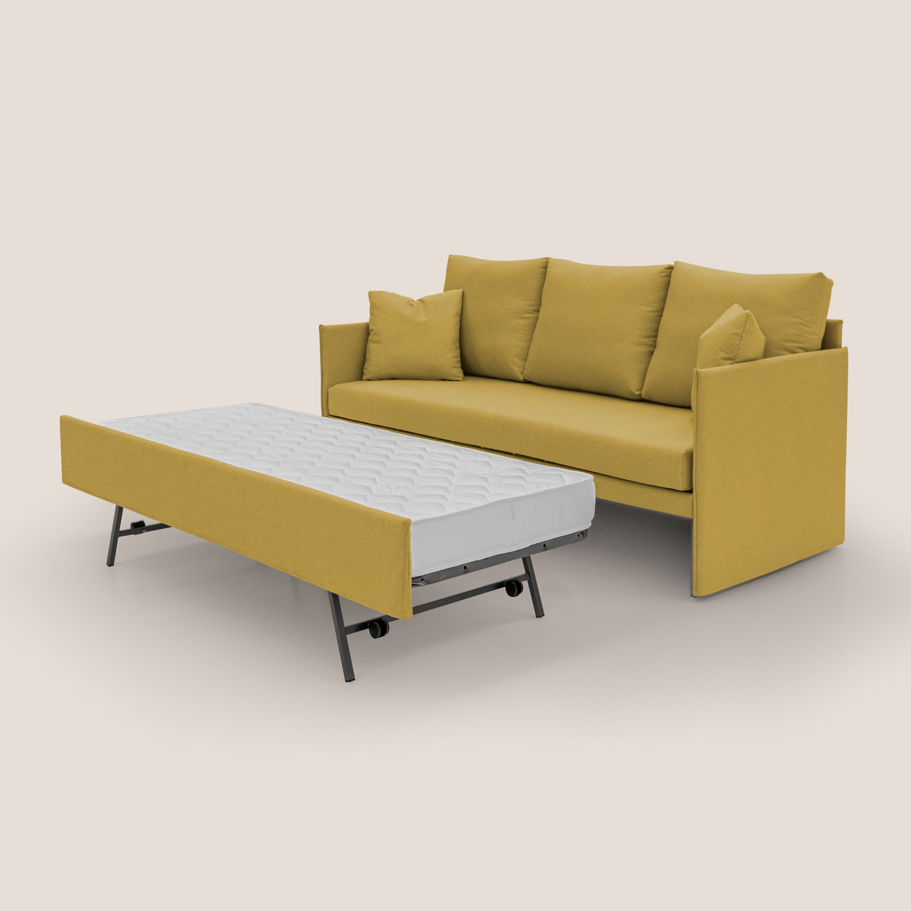 Brera Divano duplex con doppio letto in tessuto simil cotone impermeabile T13 giallo - divani.store