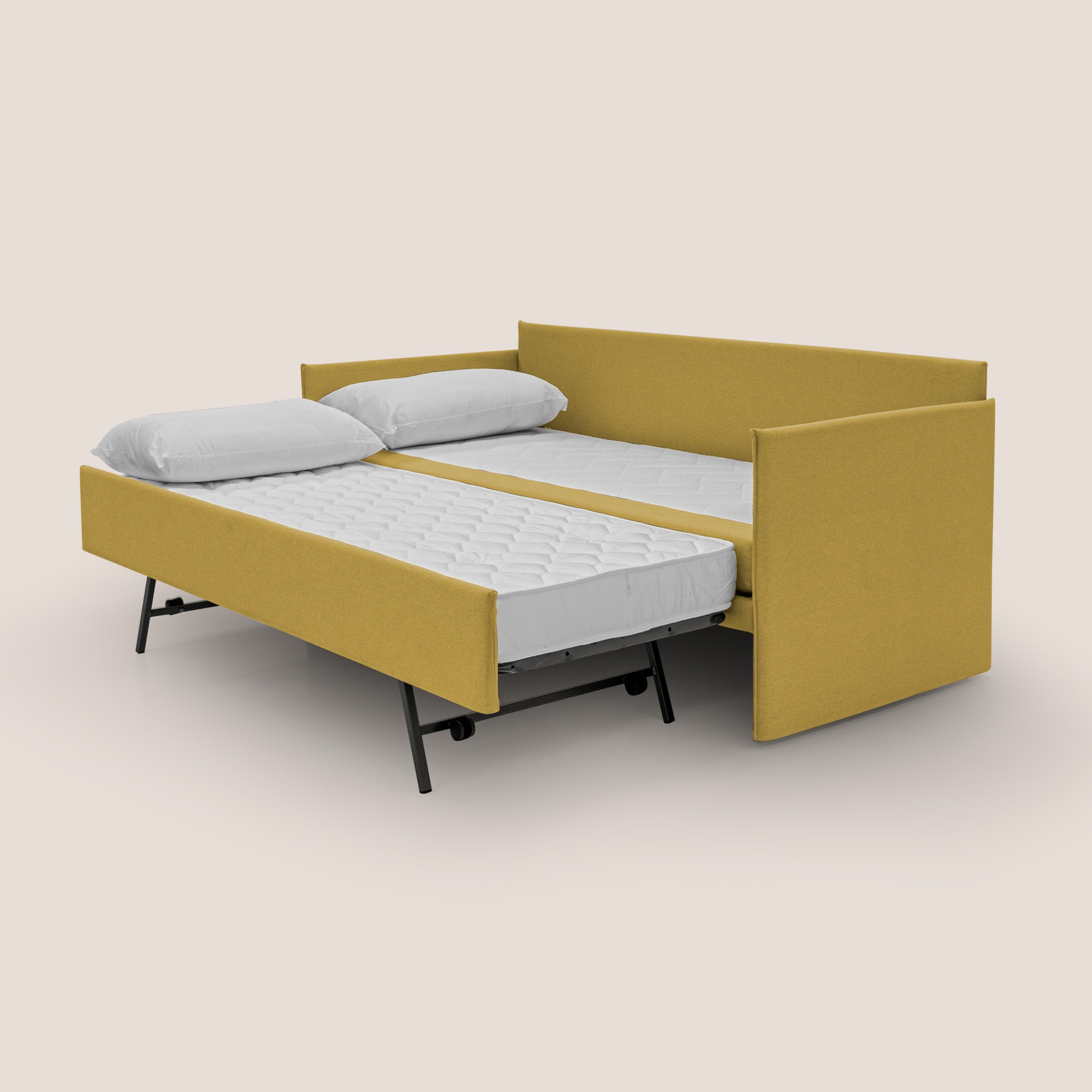 Brera Divano duplex con doppio letto in tessuto simil cotone impermeabile T13 giallo - divani.store