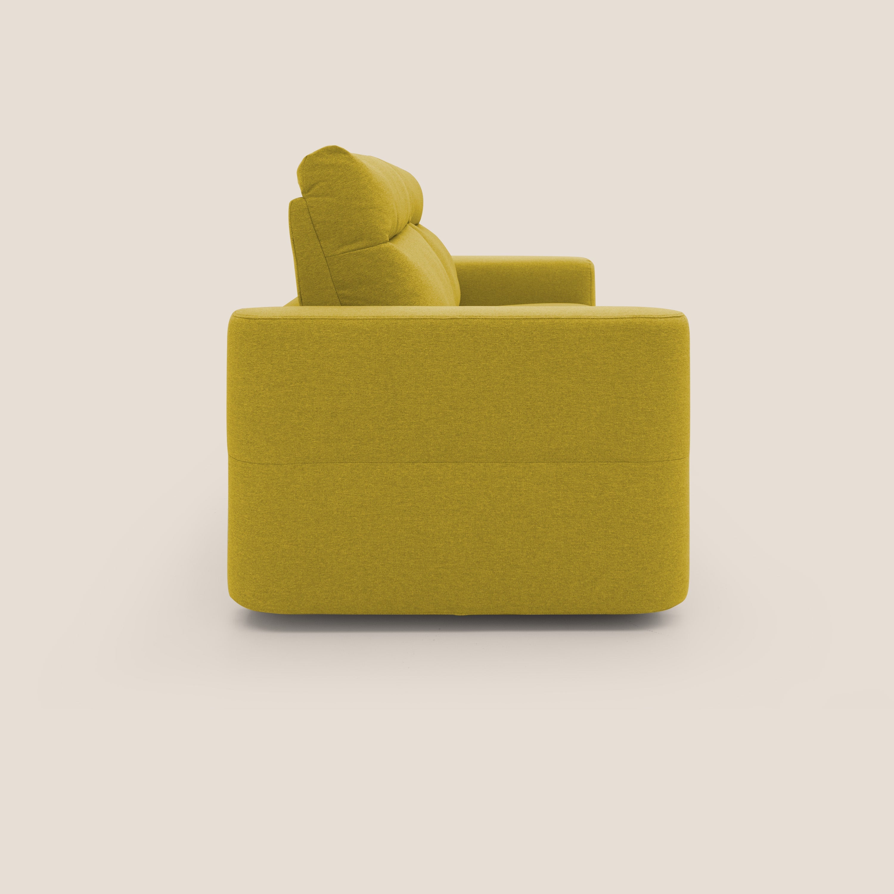 Cupido Divano letto materasso H18 cm e schienale alto in tessuto impermeabile simil cotone T13 giallo - divani.store