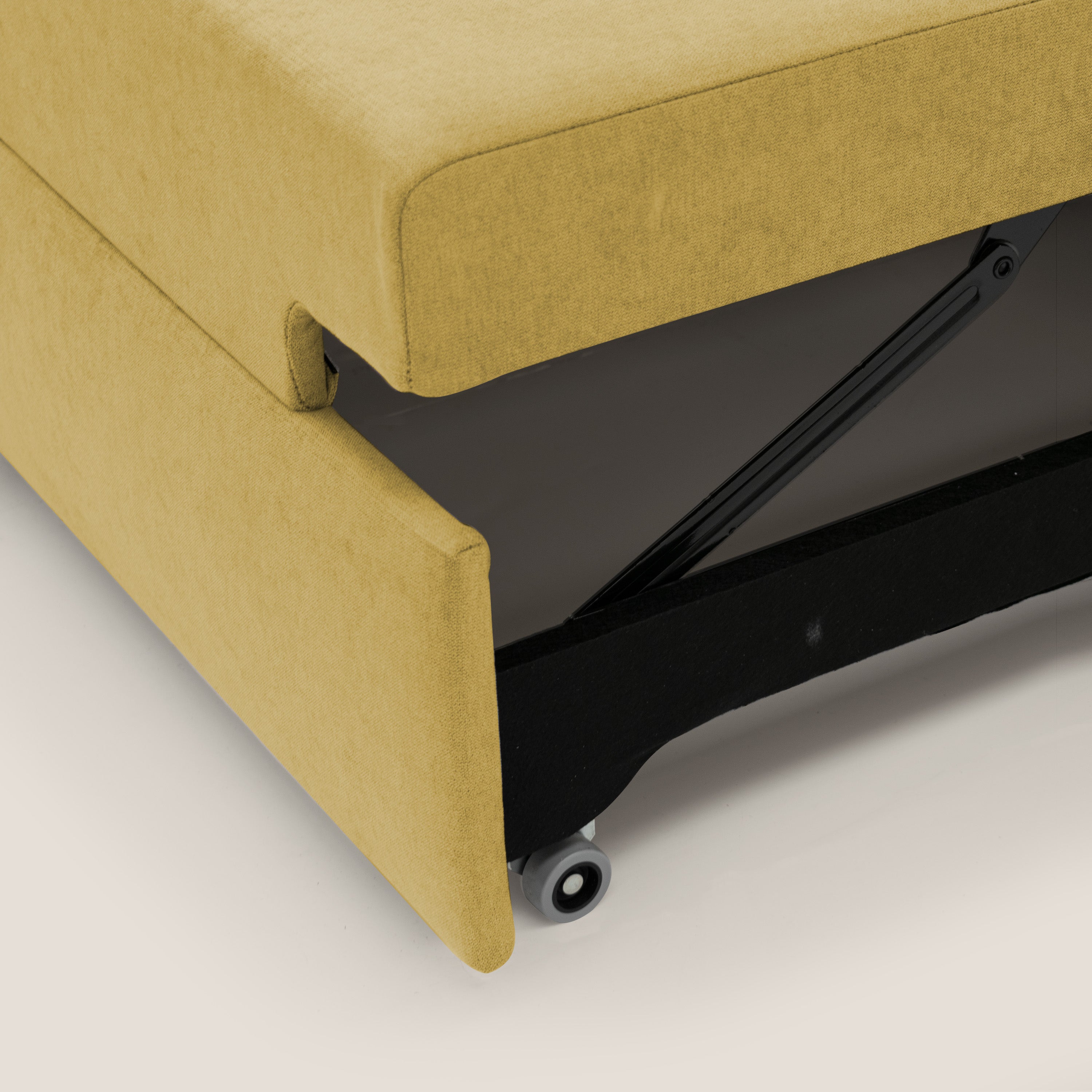 Minerva divano con pouf estraibile poggiapiedi in tessuto morbido impermeabile T02 giallo - divani.store