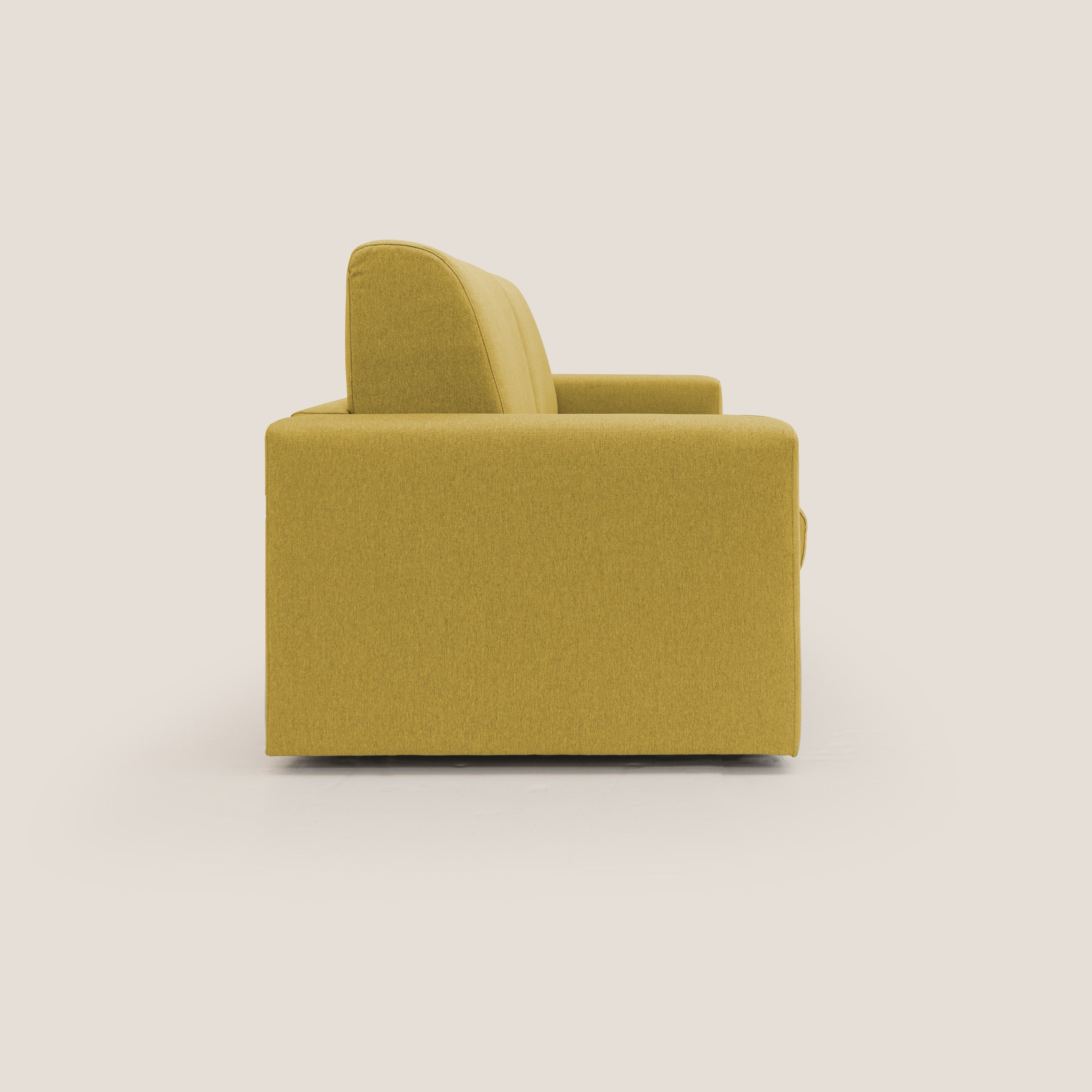 Kansas Divano letto matrimoniale alto 20 cm in tessuto impermeabile misto cotone T13 giallo - divani.store