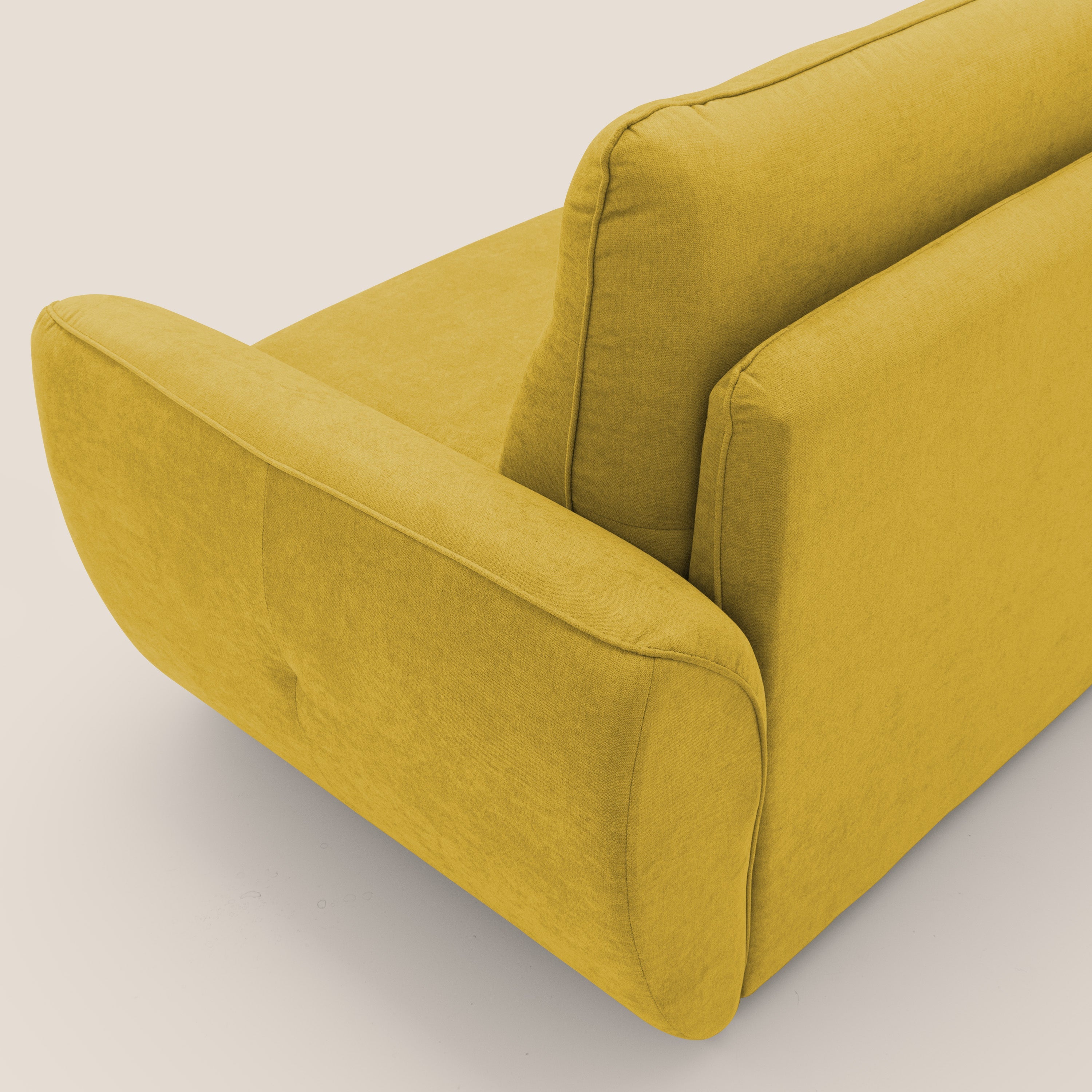 Zeus Divano letto scandinavo con schienale alto in tessuto impermeabile T02 giallo - divani.store