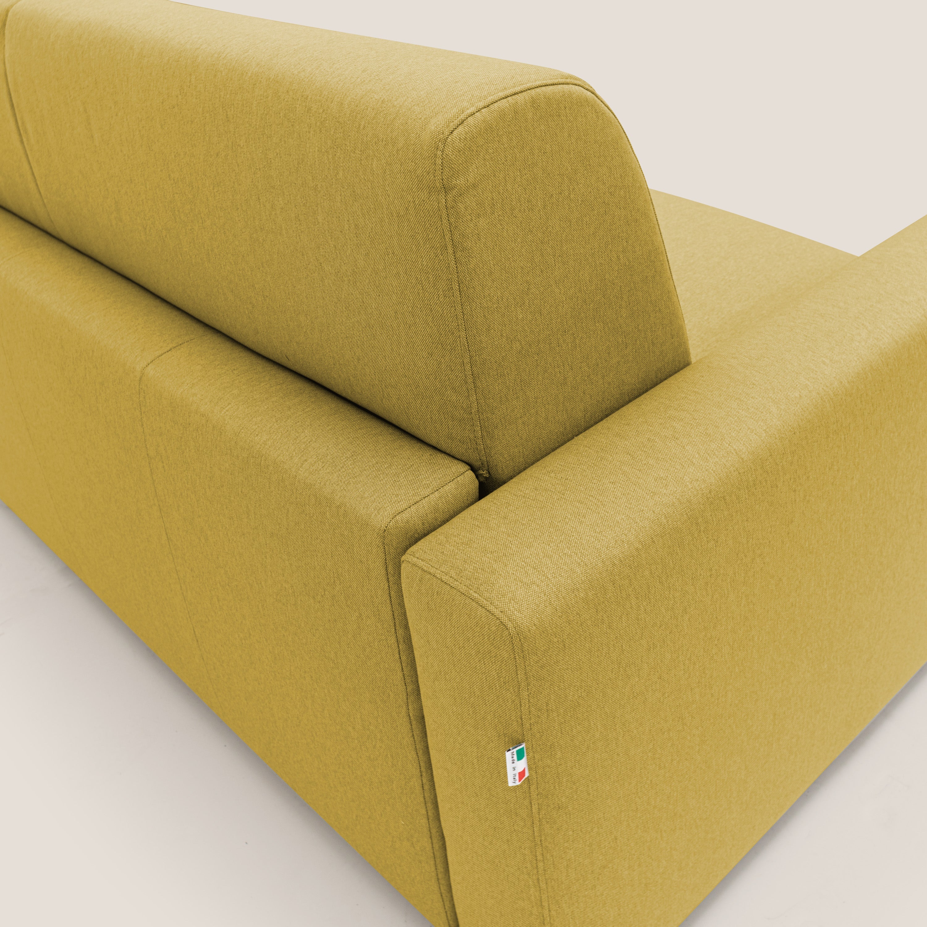 Kansas Divano letto matrimoniale alto 20 cm in tessuto impermeabile misto cotone T13 giallo - divani.store