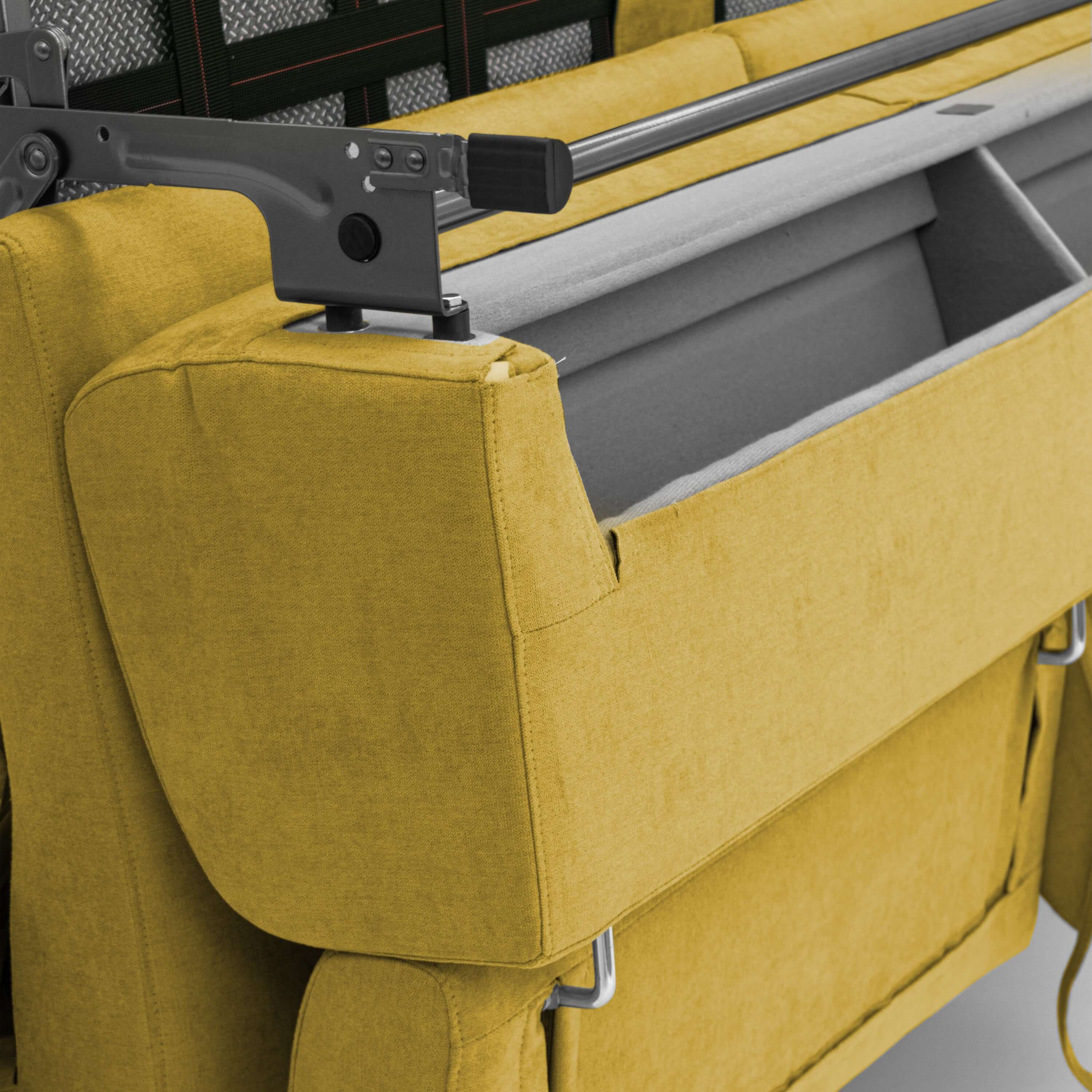 Bjorn divano letto sfoderabile con materasso H18 cm e poggiatesta reclinabili in tessuto impermeabile T02 giallo - divani.store