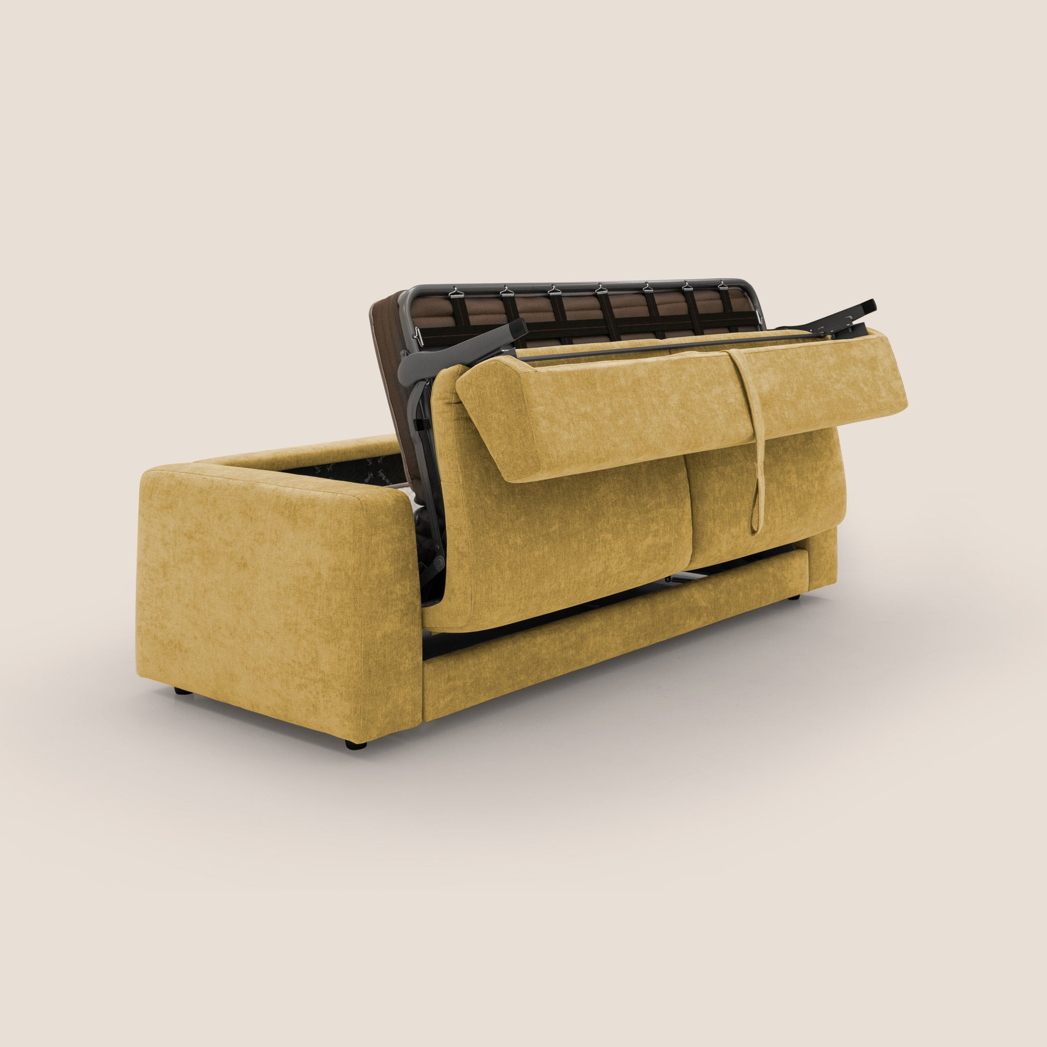 Freia Minimales Schlafsofa mit h15 cm Matratze und weichen Rückenlehnen aus wasserfestem Stoff T14