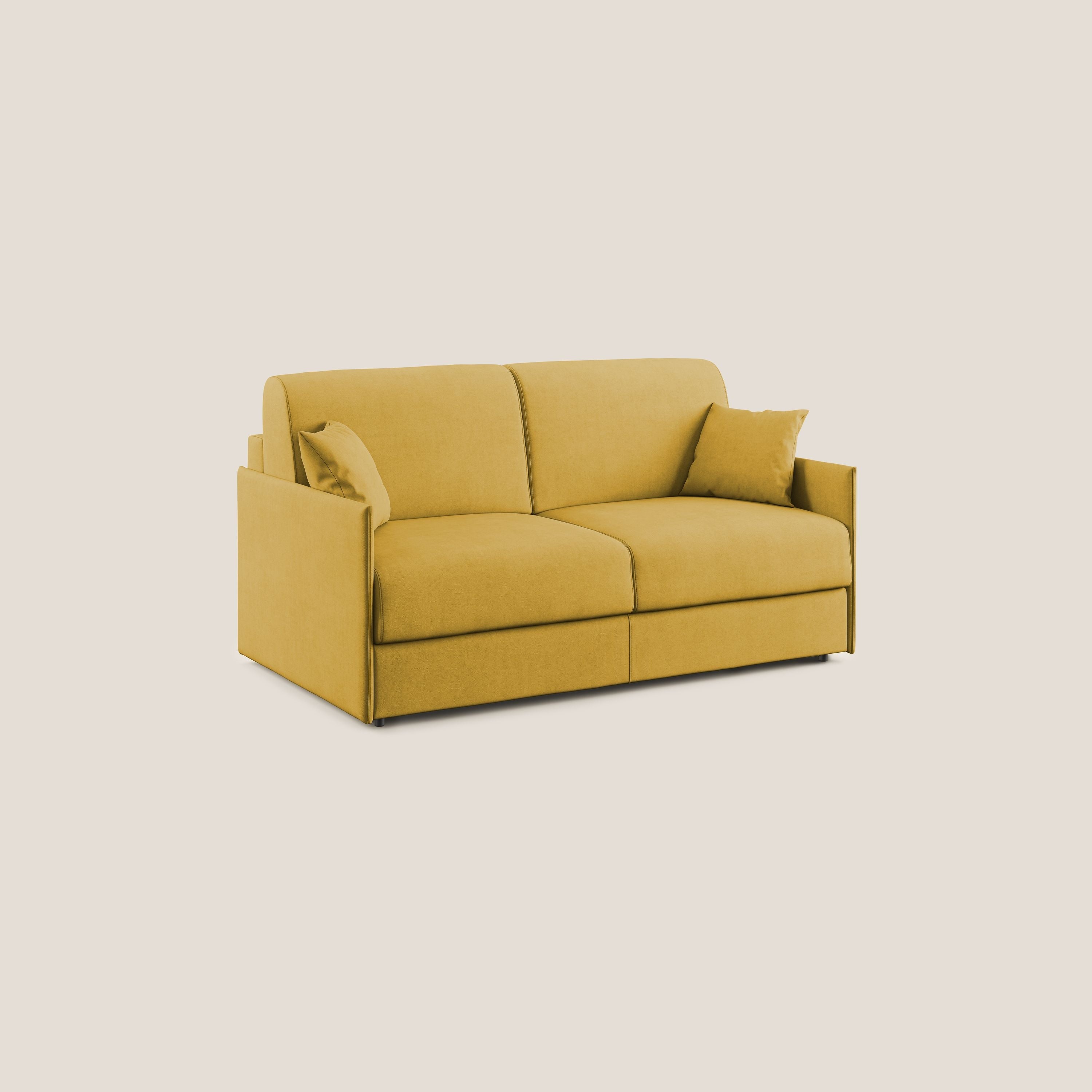 Evans Divano letto in morbido tessuto impermeabile T02 giallo - divani.store