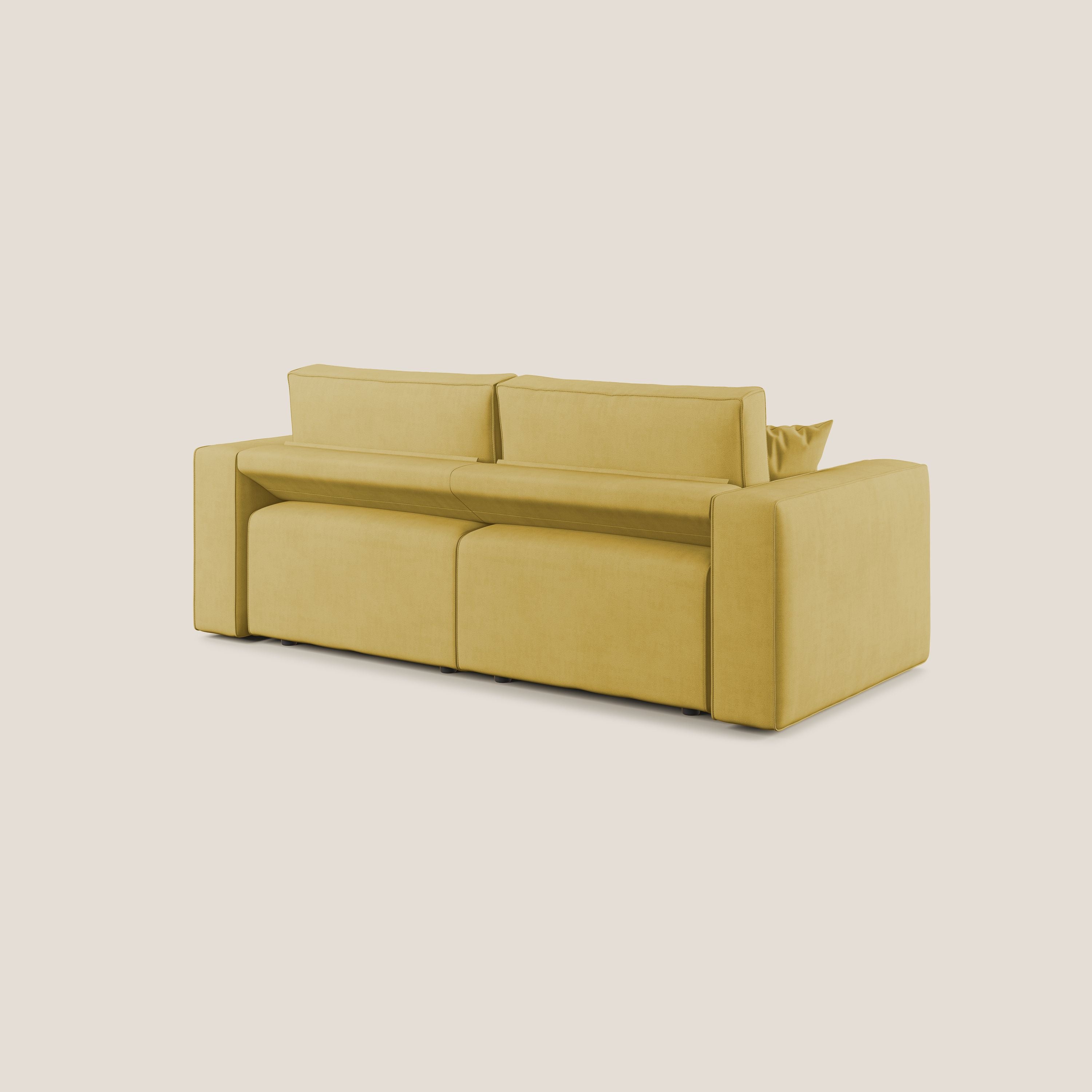 Morfeo divano con sedute estraibili in morbido tessuto impermeabile T02 giallo - divani.store