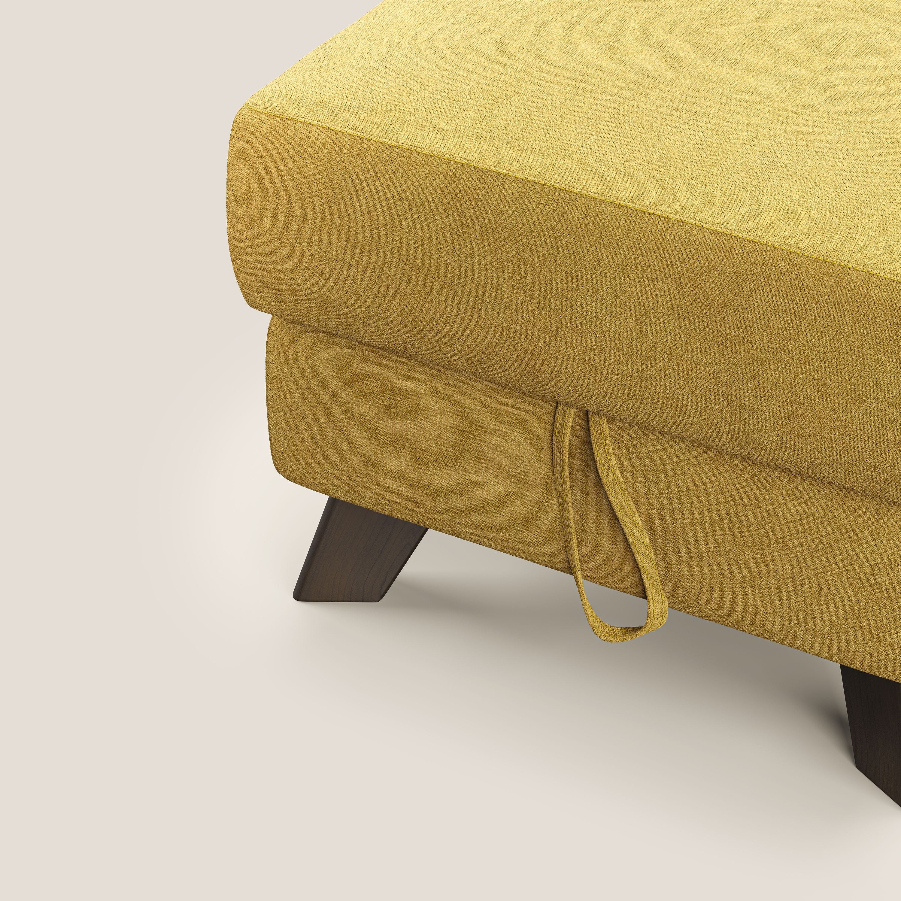 Moon Pouf contenitore e piedini alti in tessuto morbido impermeabile T02 giallo - divani.store