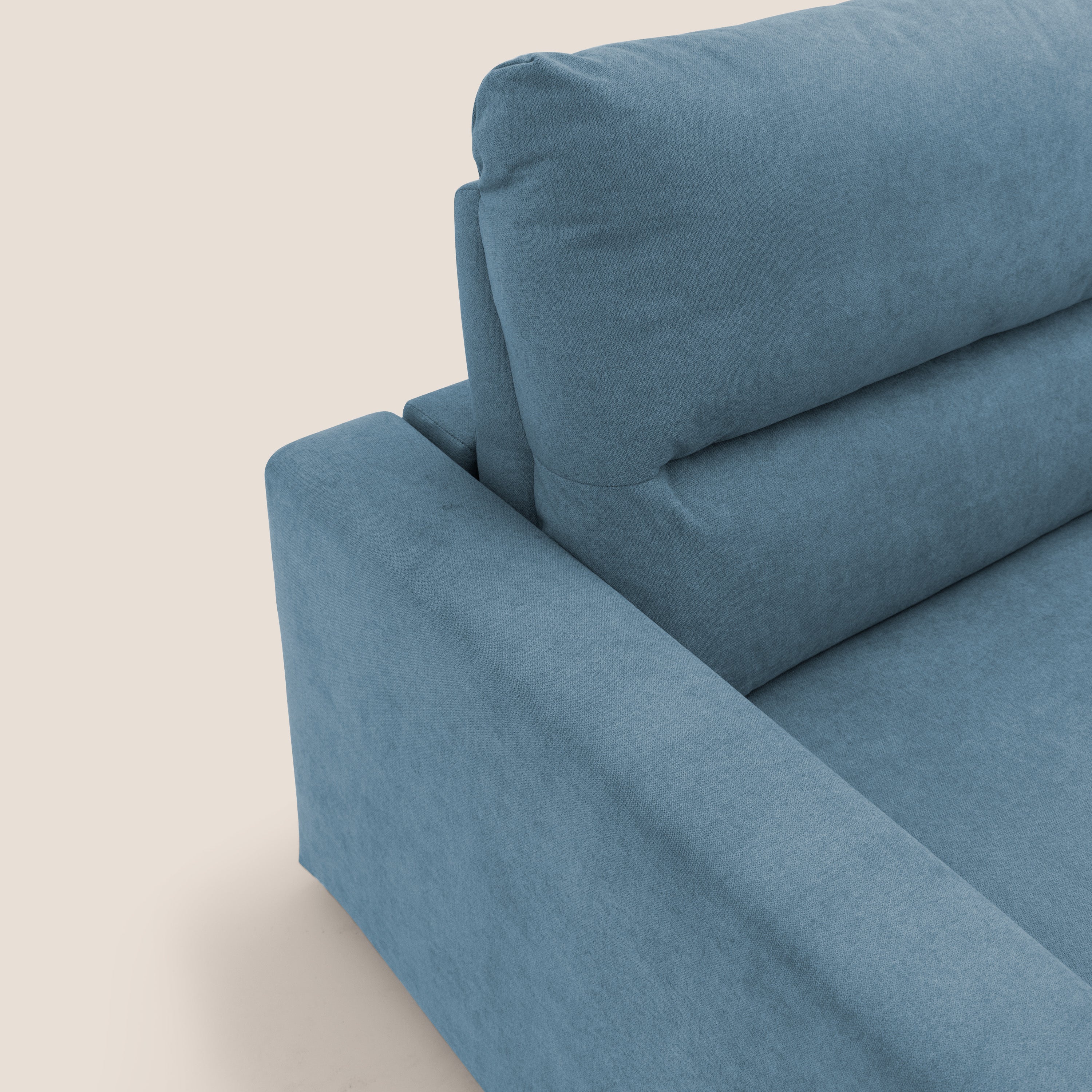 Paloma divano letto con materasso alto 18 cm con Aloe Vera in tessuto impermeabile blu - divani.store