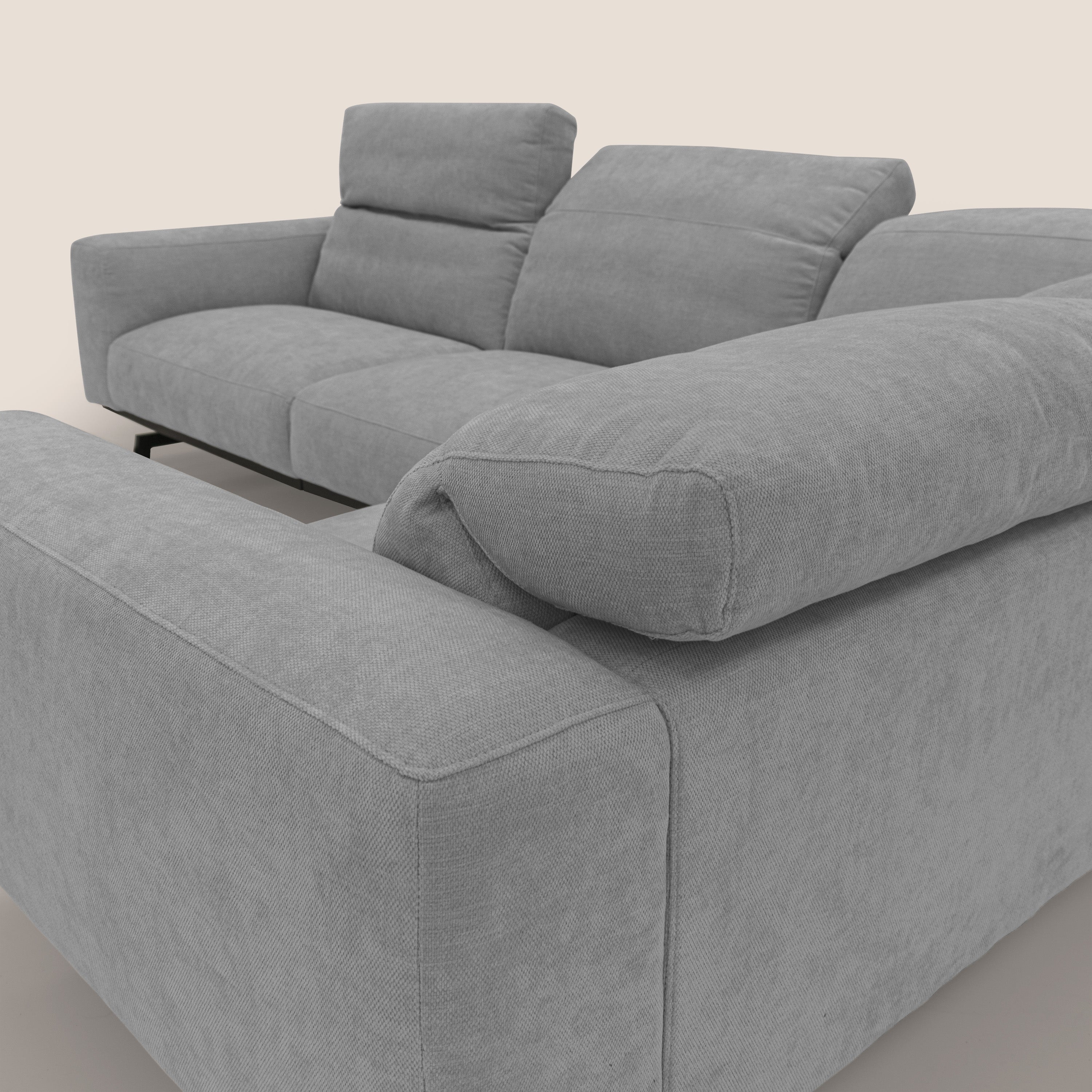 Sakura wendbares, modulares Ecksofa aus weichem, wasserfestem geflammtem Stoff T14 hellgrau