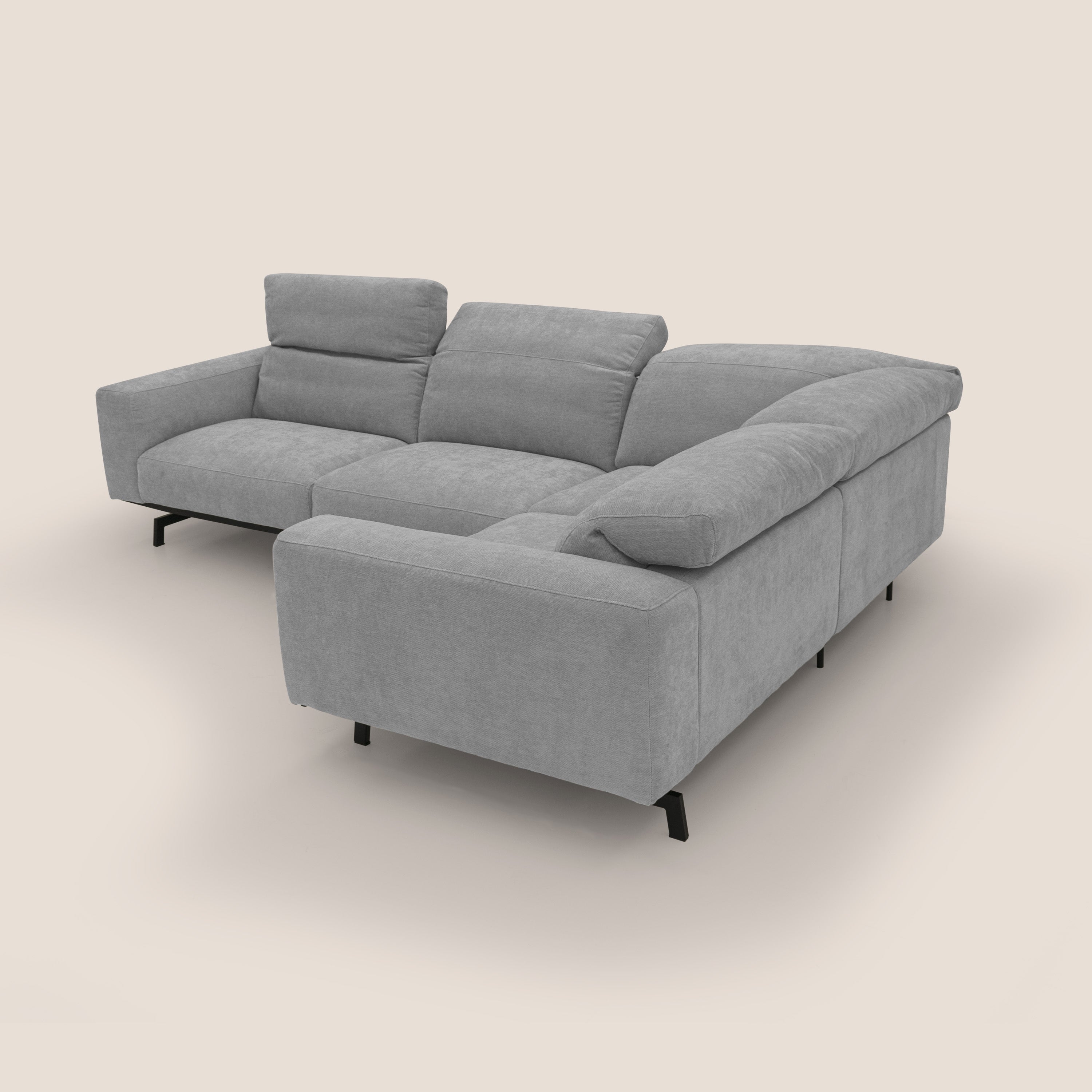 Sakura wendbares, modulares Ecksofa aus weichem, wasserfestem geflammtem Stoff T14 hellgrau
