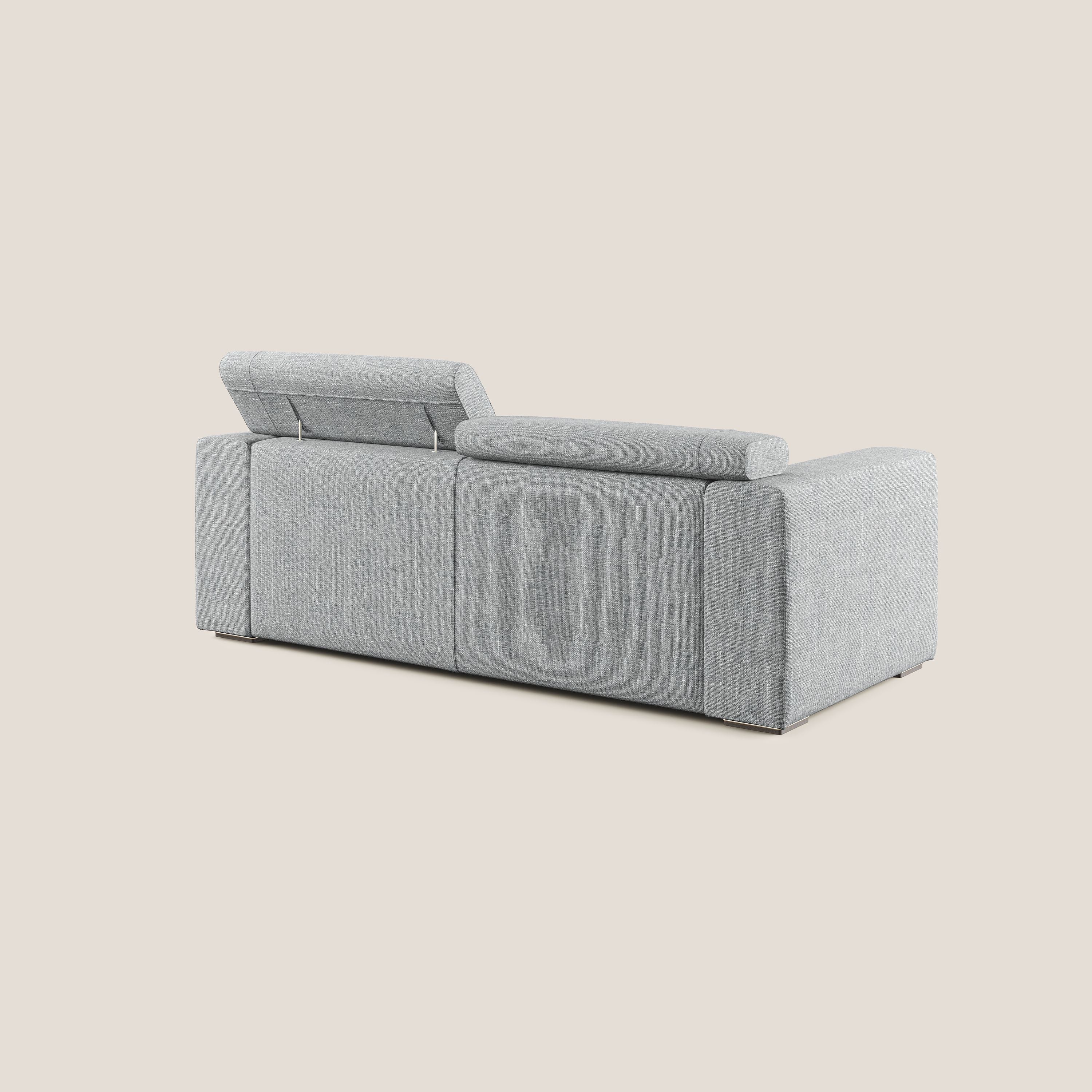 Vegas divano con poggiatesta reclinabili in morbido tessuto impermeabile T06 grigio - divani.store