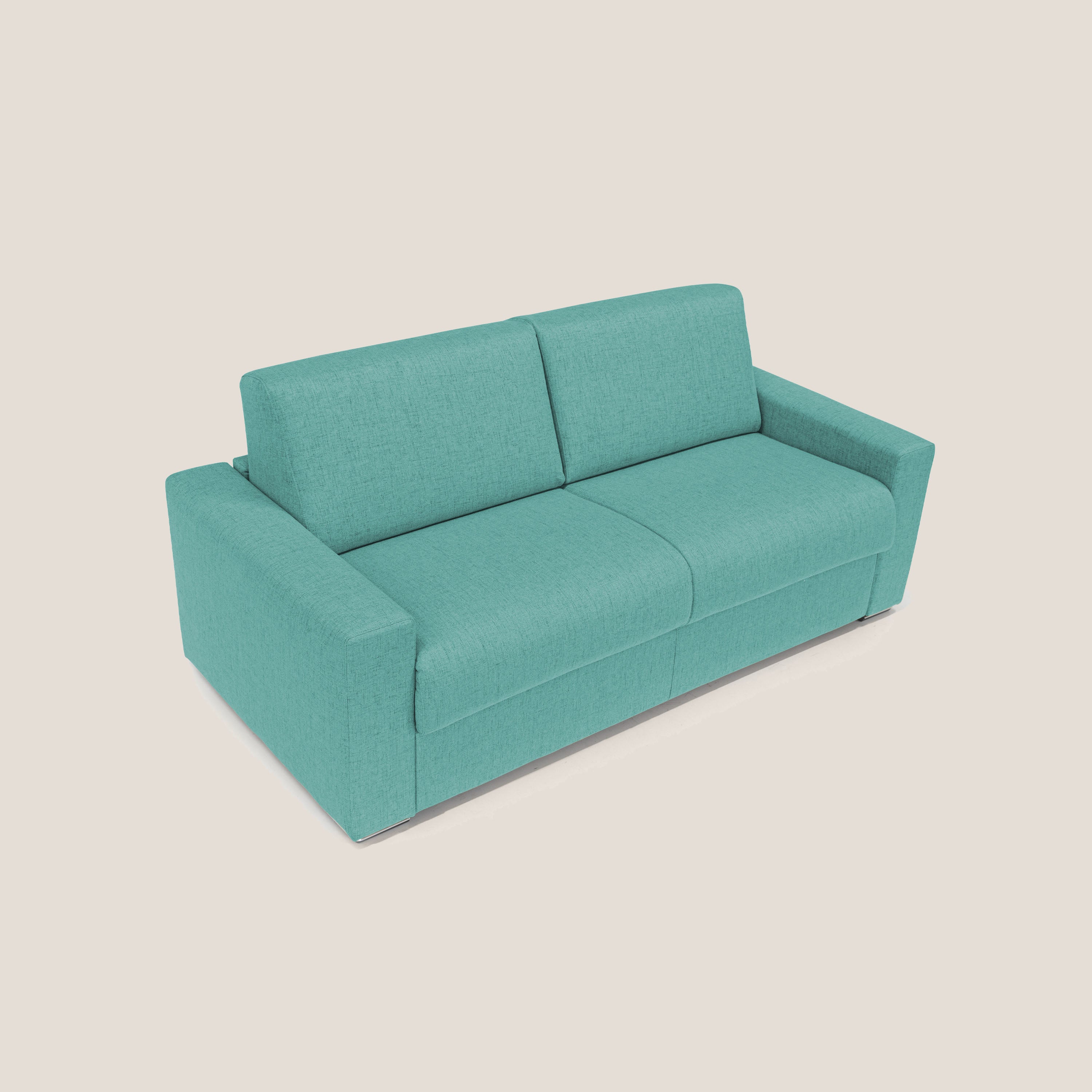 Nixon Divano letto matrimoniale con materasso 20 cm in tessuto impermeabile T03 verde acqua - divani.store