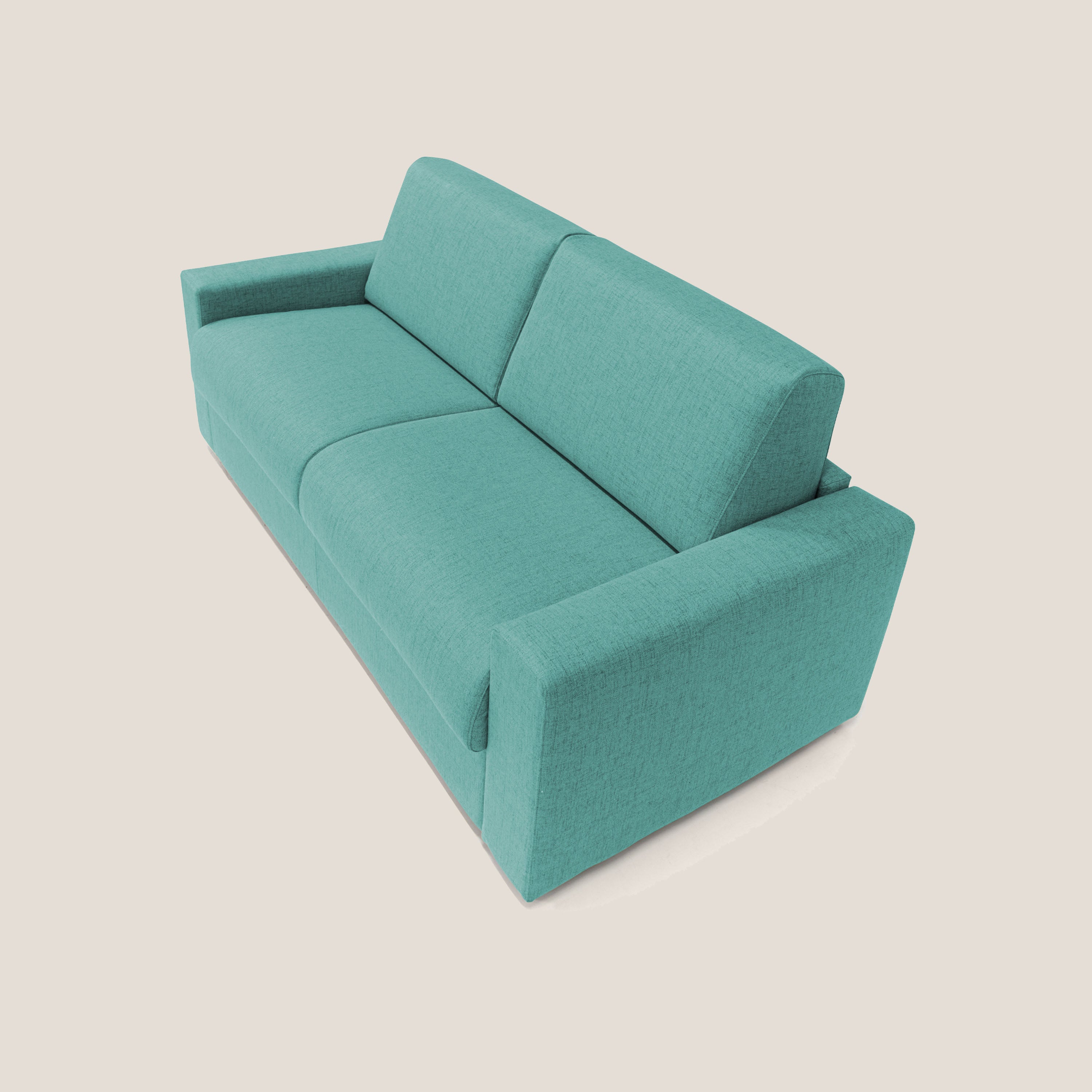 Nixon Divano letto matrimoniale con materasso 20 cm in tessuto impermeabile T03 verde acqua - divani.store