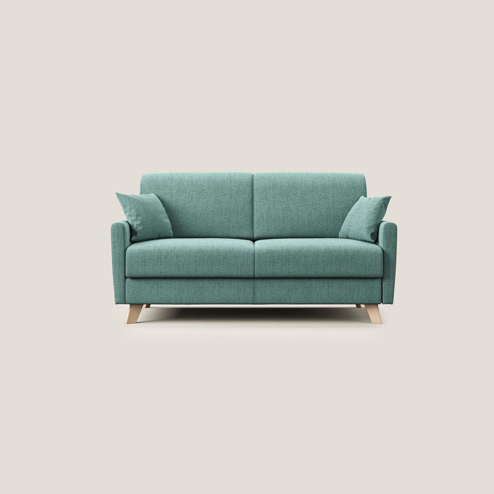 Edgar Schlafsofa 160 cm (mat. 120x197) aus wasserfestem felis Stoff T03 AQUAMARIN