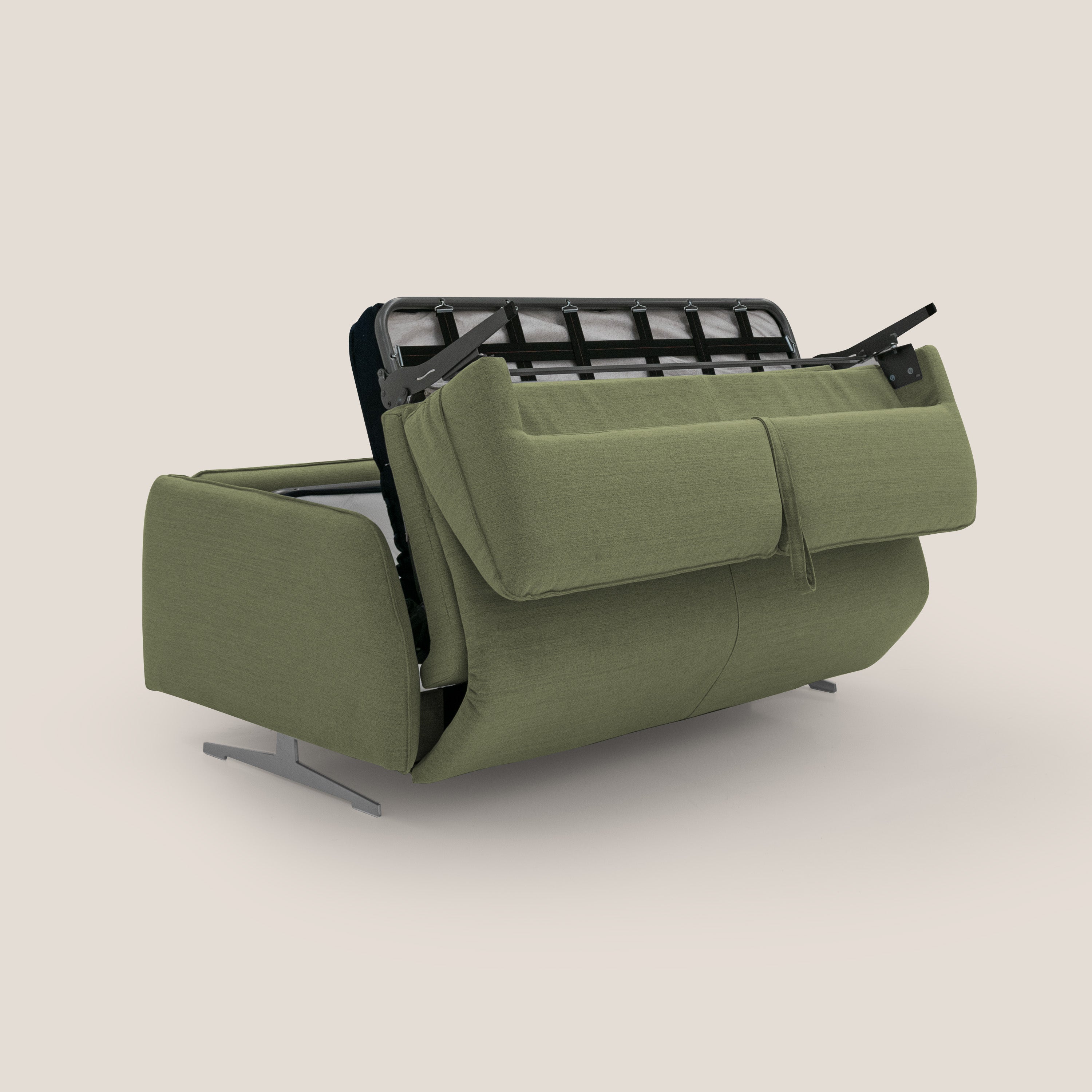 Texas Divano letto matrimoniale moderno in tessuto impermeabile T19 verde - divani.store