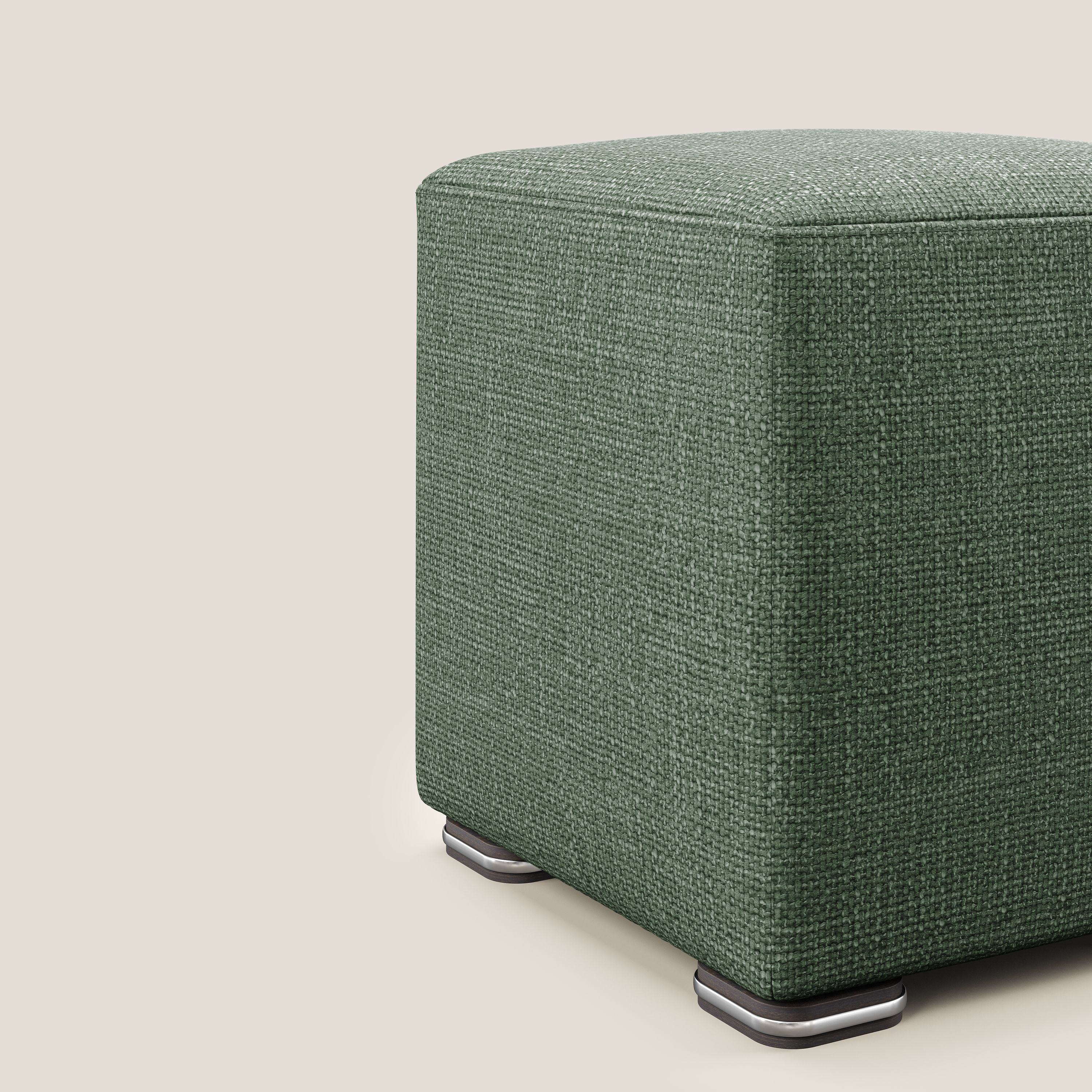 Cube pouf in morbido tessuto impermeabile ad intreccio melangiato T06 verde - divani.store