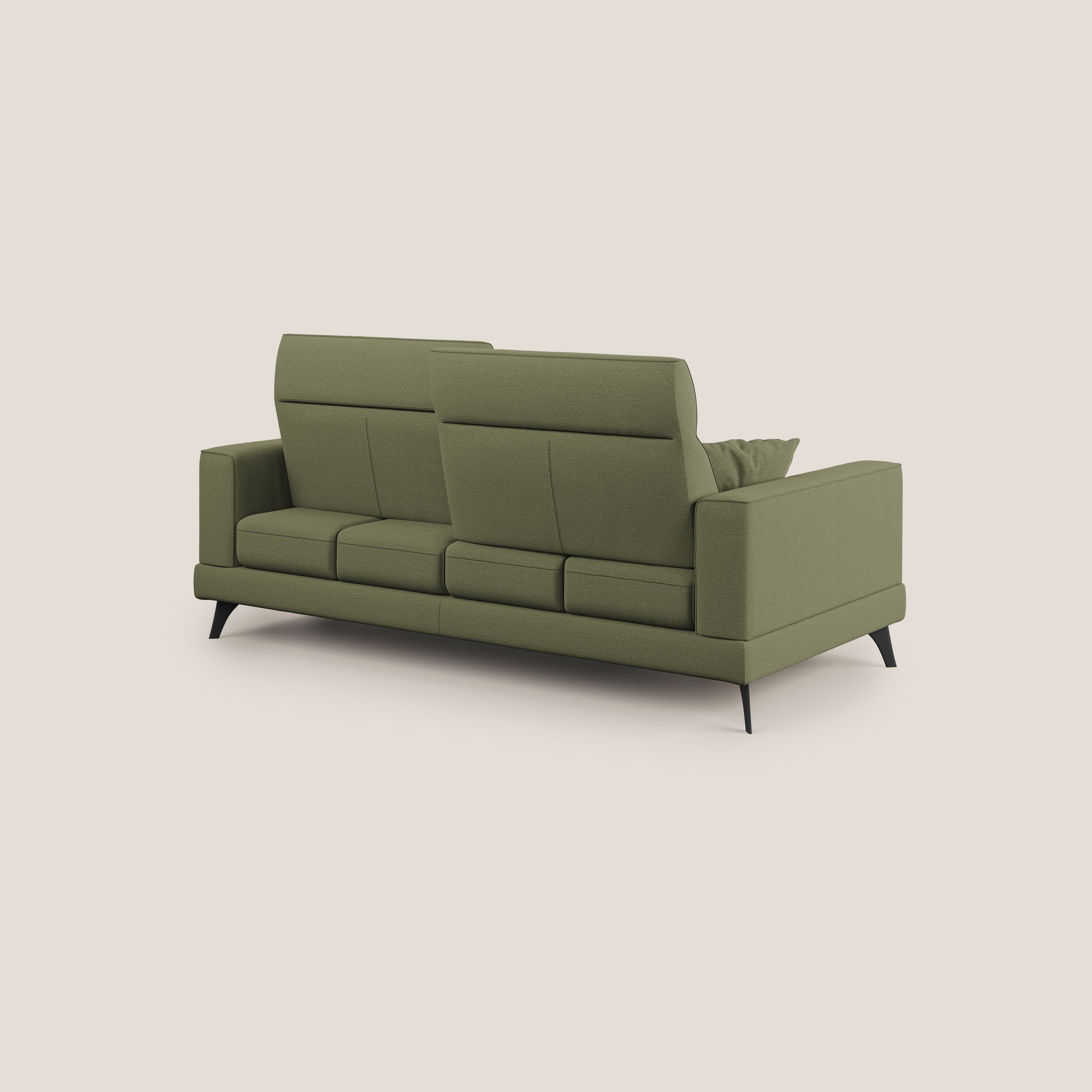 Slide Divano con schienali traslanti e poggiatesta in tessuto simil cotone impermeabile T19 verde - divani.store