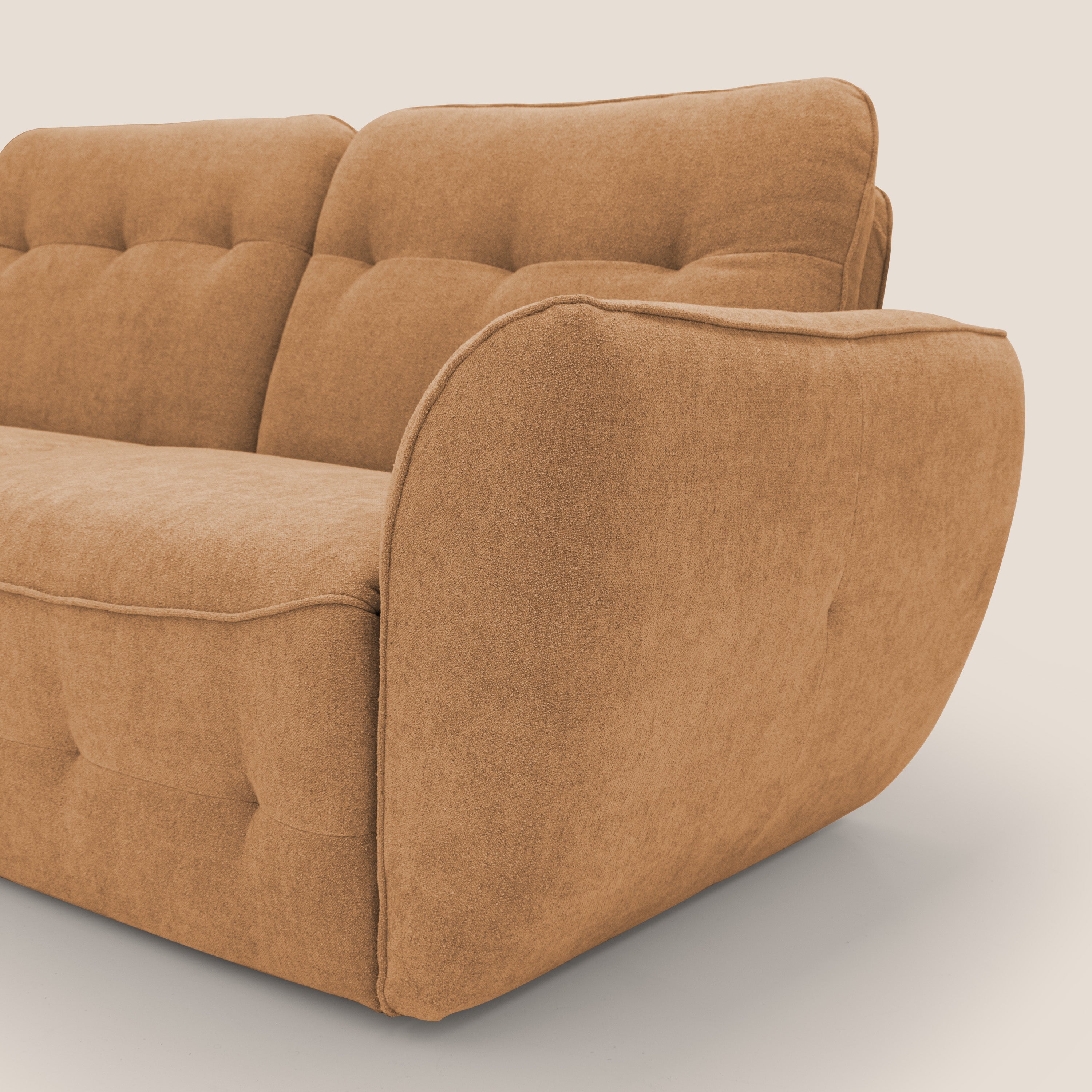 Cerbero divano 2 e 3 posti in morbido bouclé impermeabile T07 arancio - divani.store