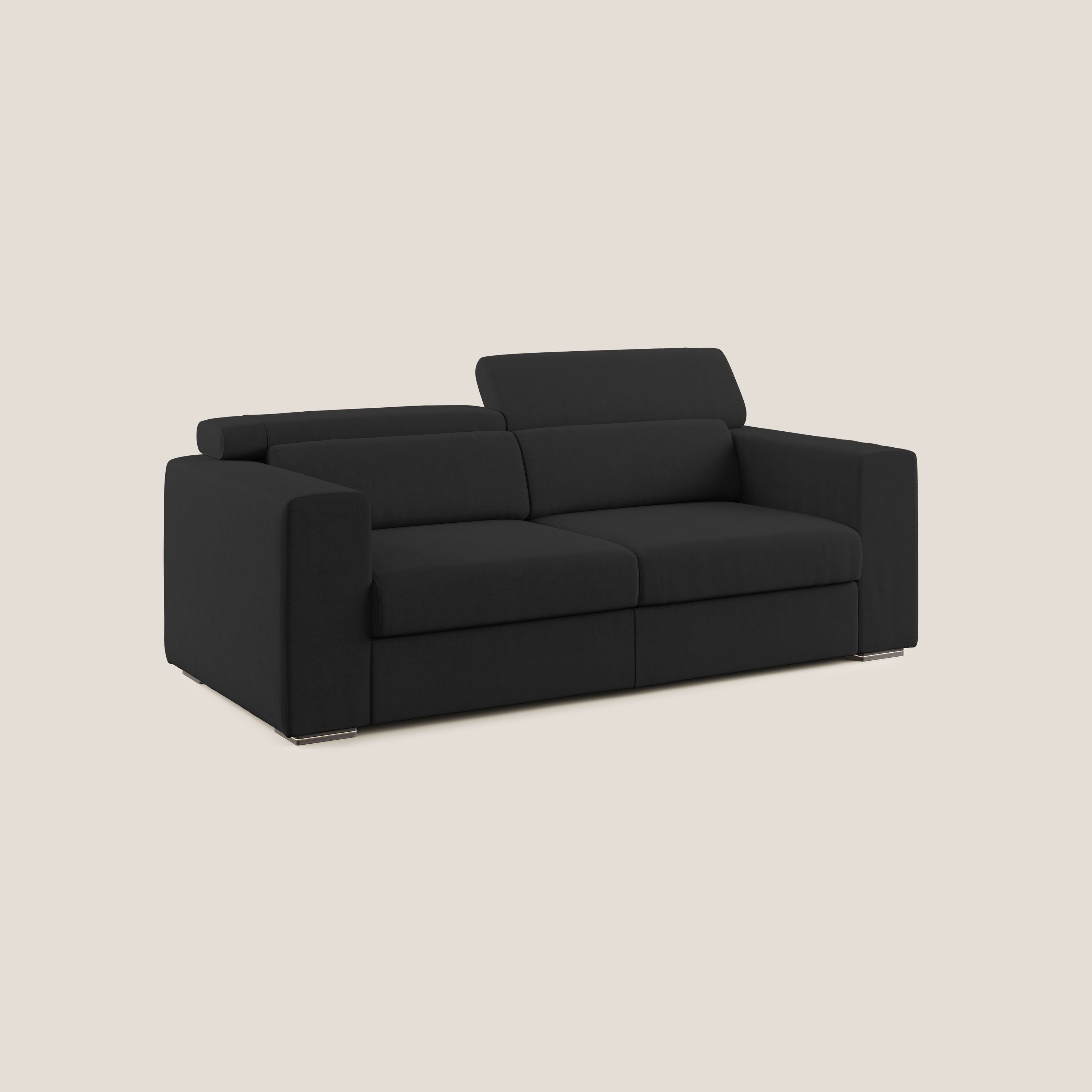 Vegas divano con poggiatesta reclinabili in microfibra smacchiabile T11 nero - divani.store