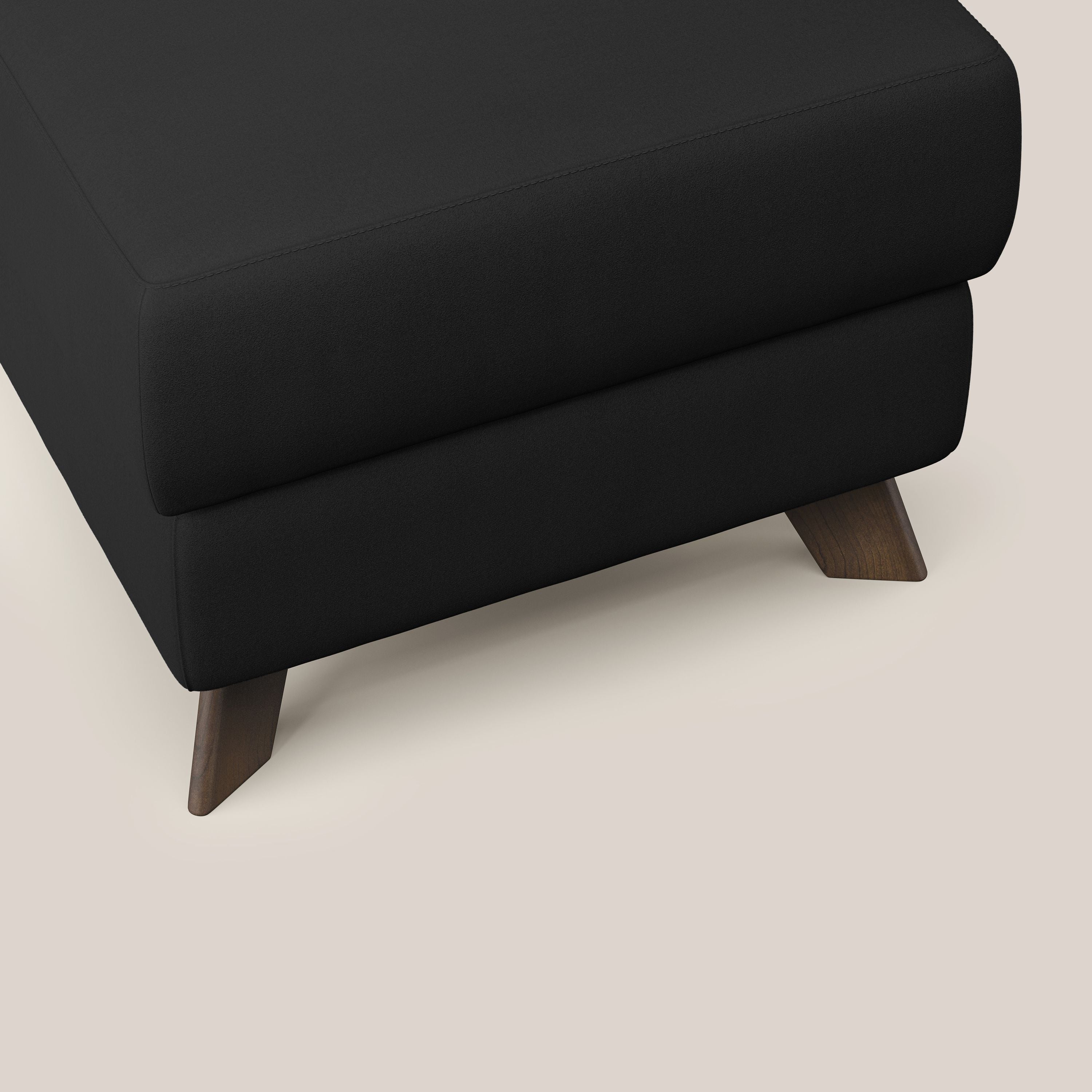 Moon Pouf contenitore e piedini alti in microfibra impermeabile T11 nero - divani.store