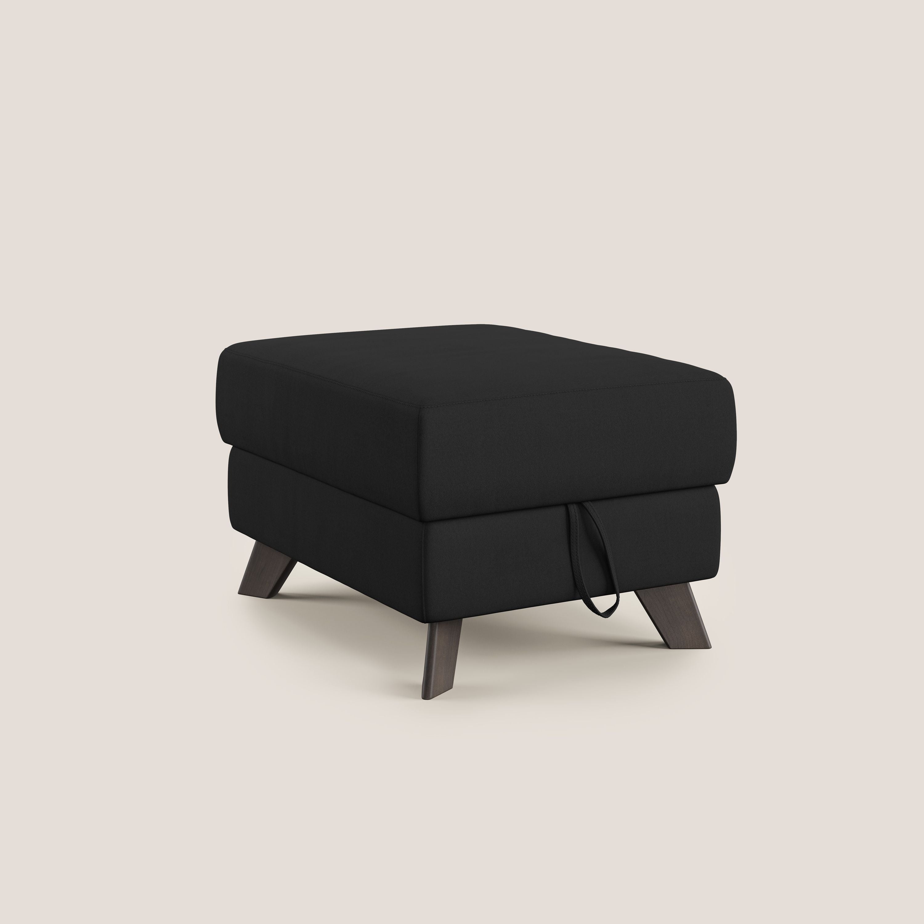 Moon Pouf contenitore e piedini alti in microfibra impermeabile T11 nero - divani.store