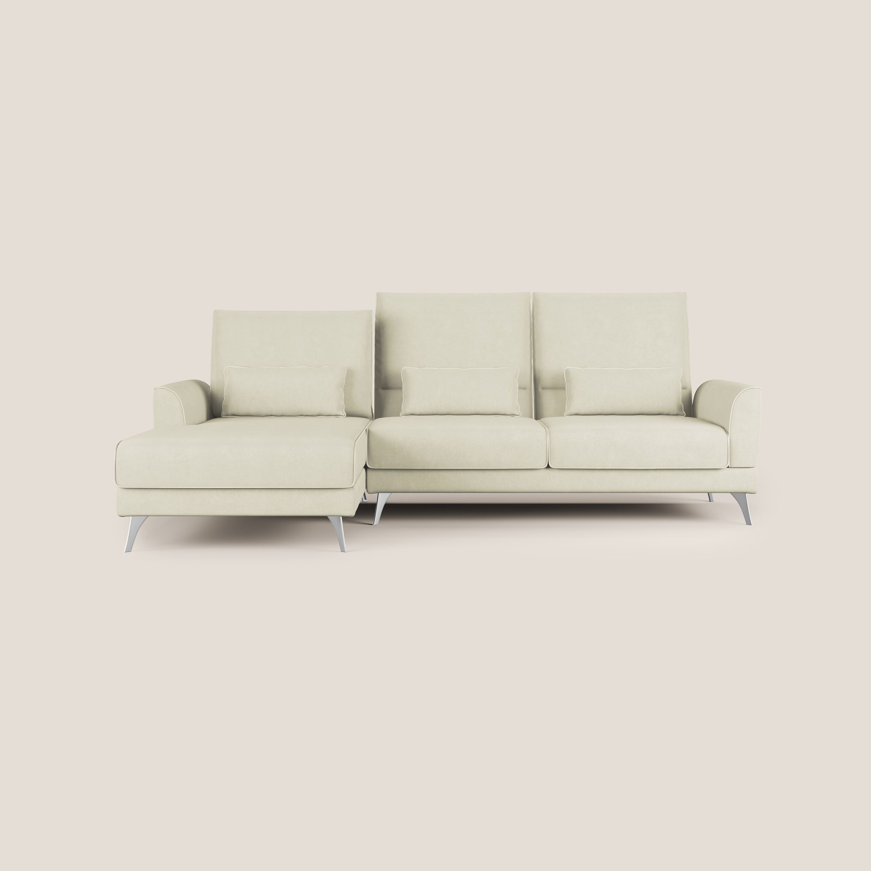 Tommy Divano angolare con relax e schienali traslanti in microfibra smacchiabile T11 panna - divani.store