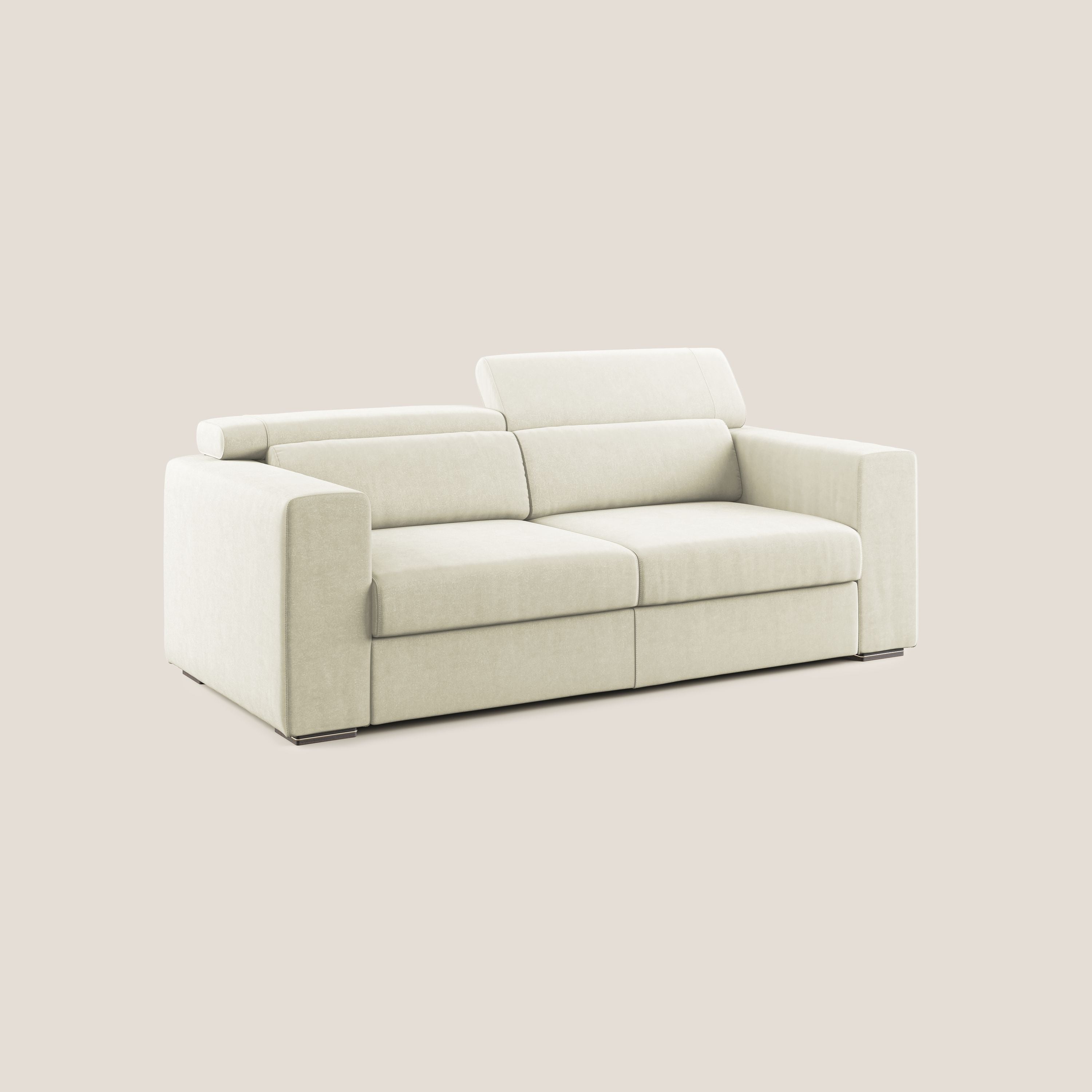 Vegas divano con poggiatesta reclinabili in microfibra smacchiabile T11 panna - divani.store