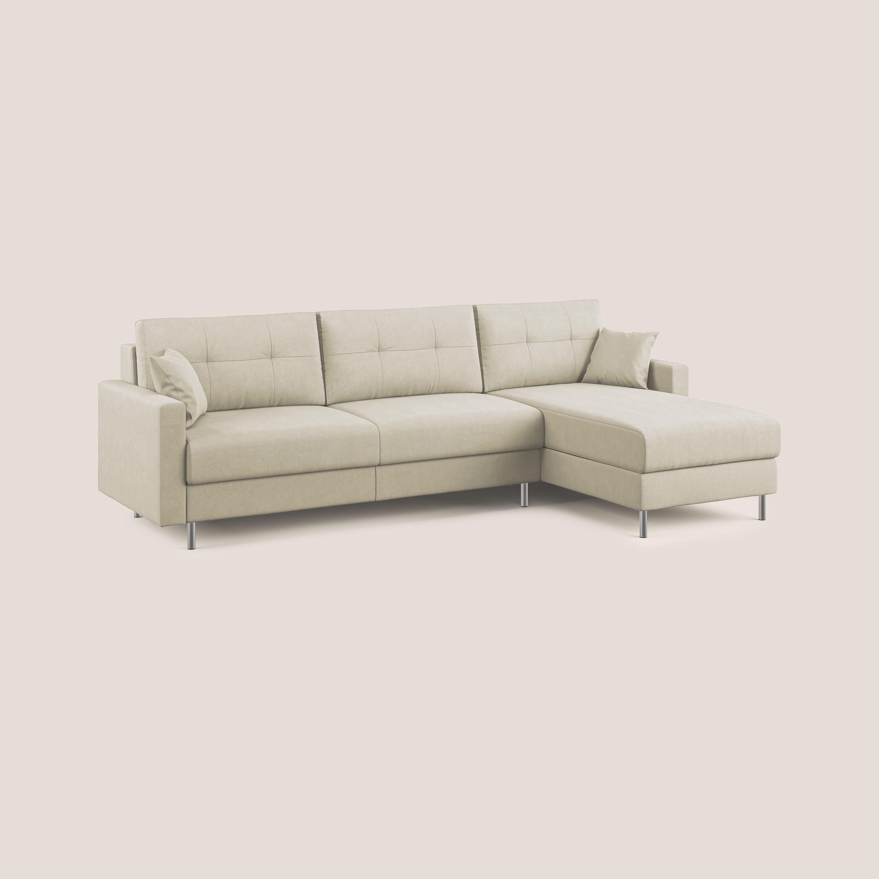 Megan divano letto angolare in microfibra smacchiabile T11 panna - divani.store