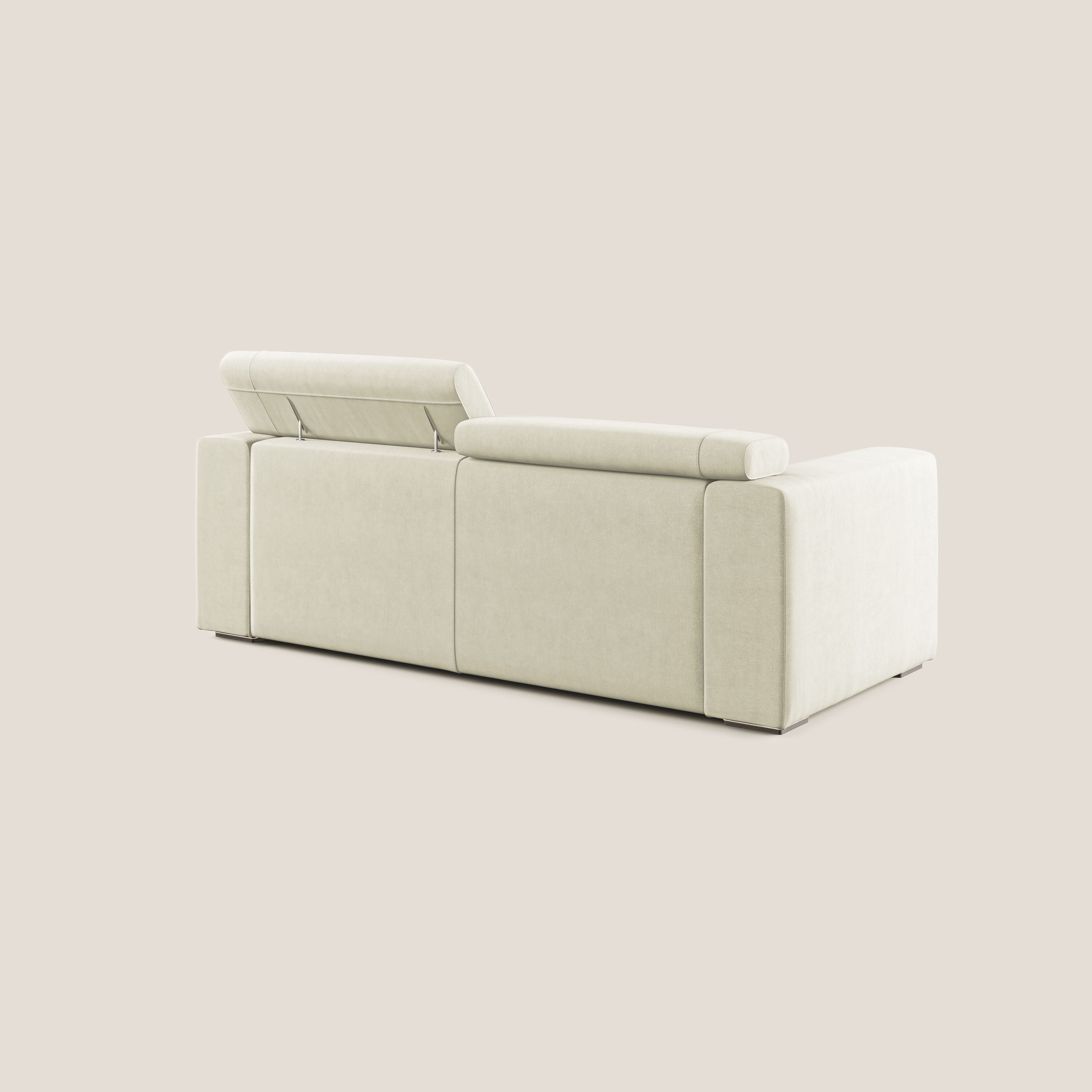 Vegas divano con poggiatesta reclinabili in microfibra smacchiabile T11 panna - divani.store