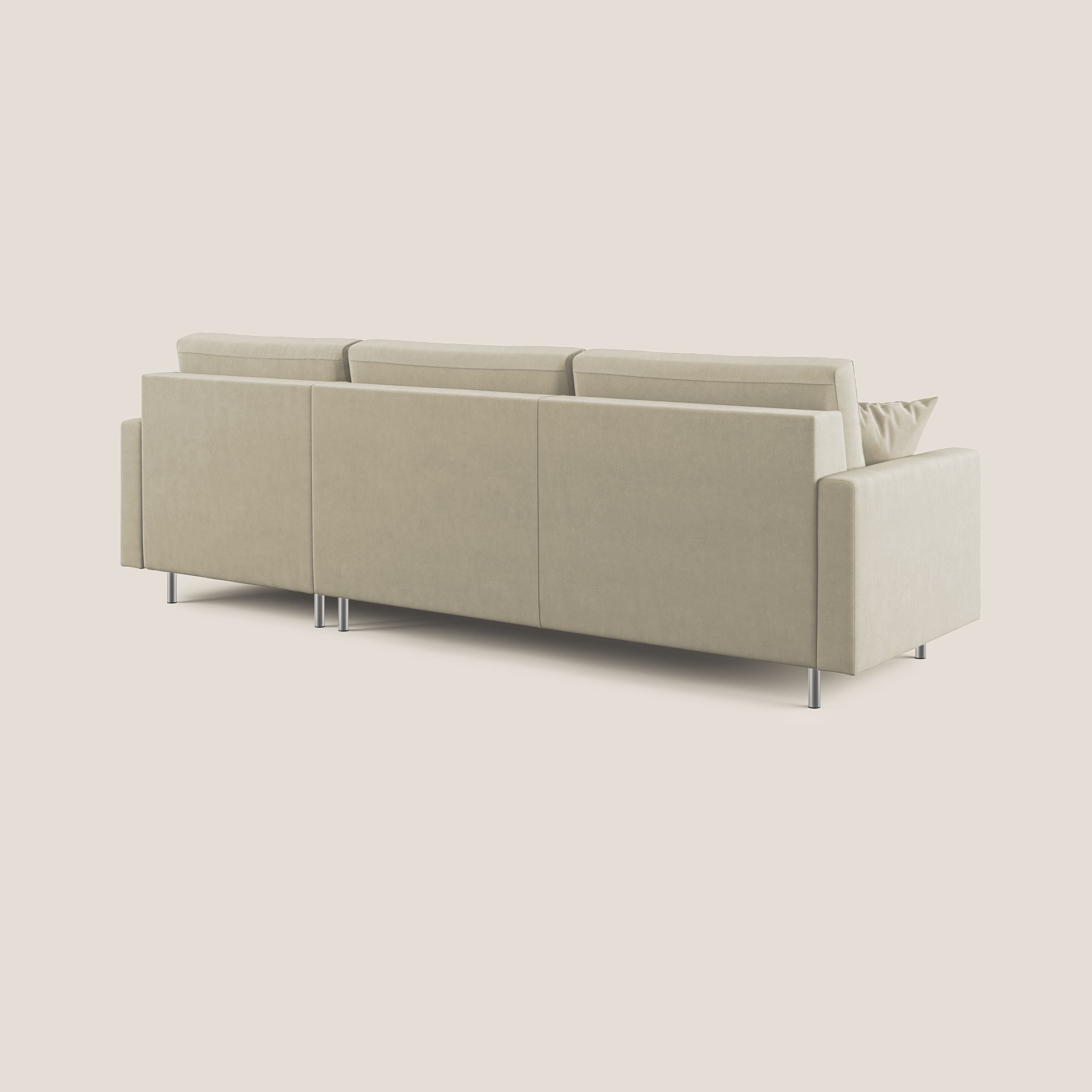 Megan divano letto angolare in microfibra smacchiabile T11 panna - divani.store