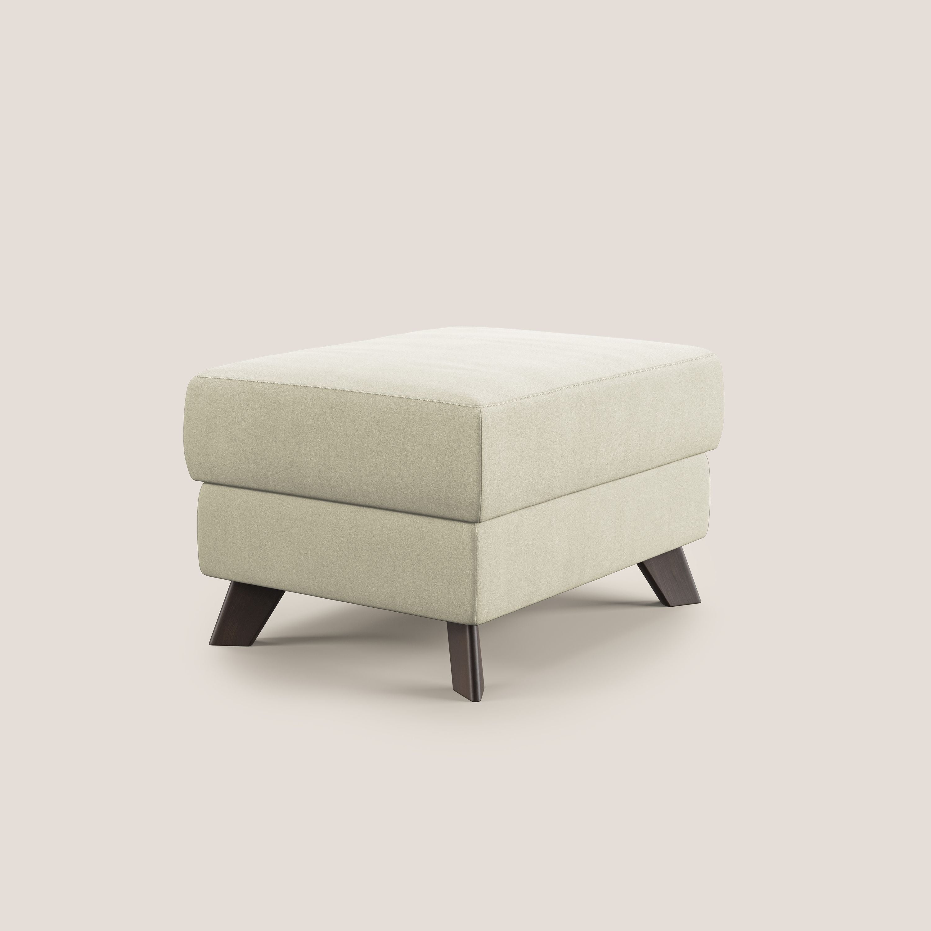 Moon Pouf contenitore e piedini alti in microfibra impermeabile T11 panna - divani.store