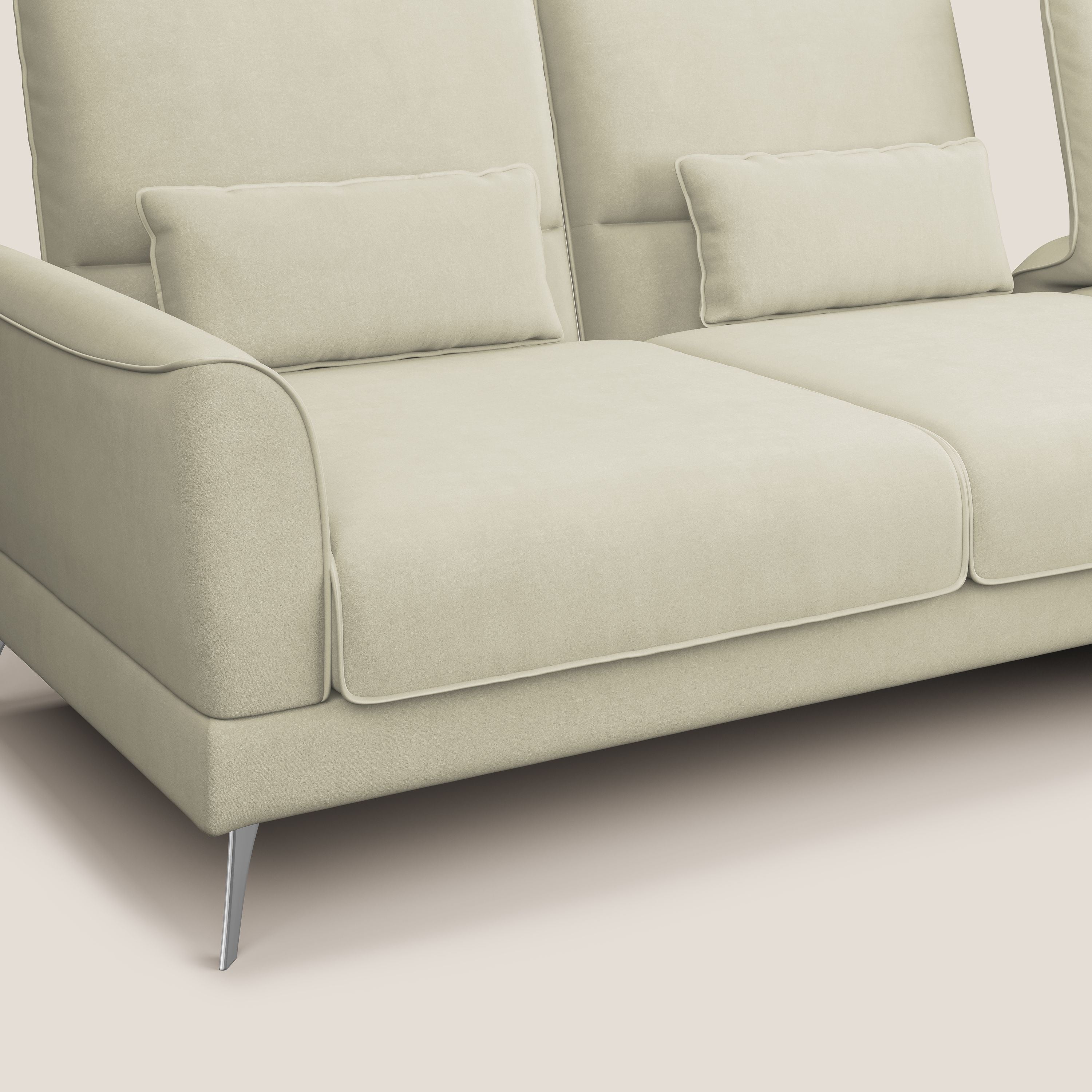 Tommy Divano angolare con relax e schienali traslanti in microfibra smacchiabile T11 panna - divani.store