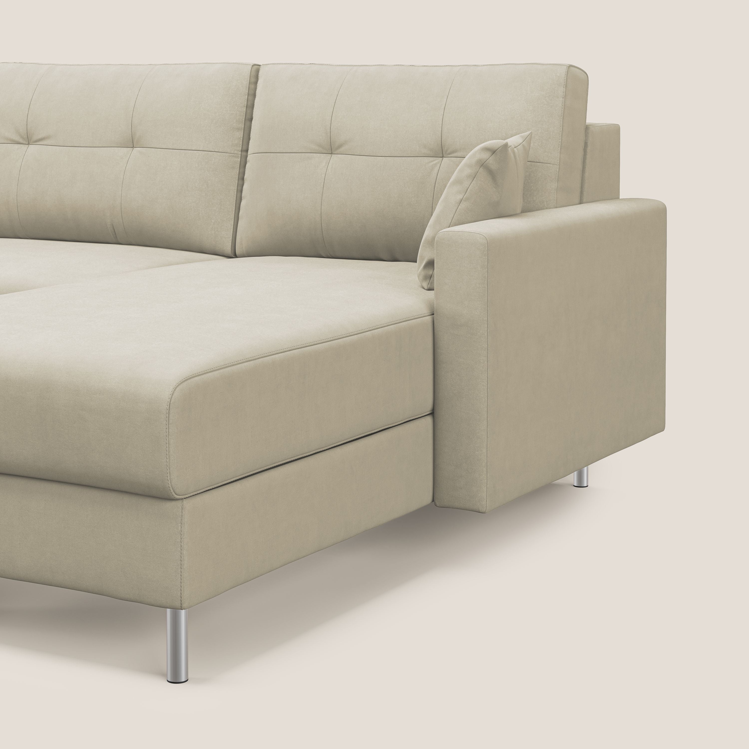 Megan divano letto angolare in microfibra smacchiabile T11 panna - divani.store
