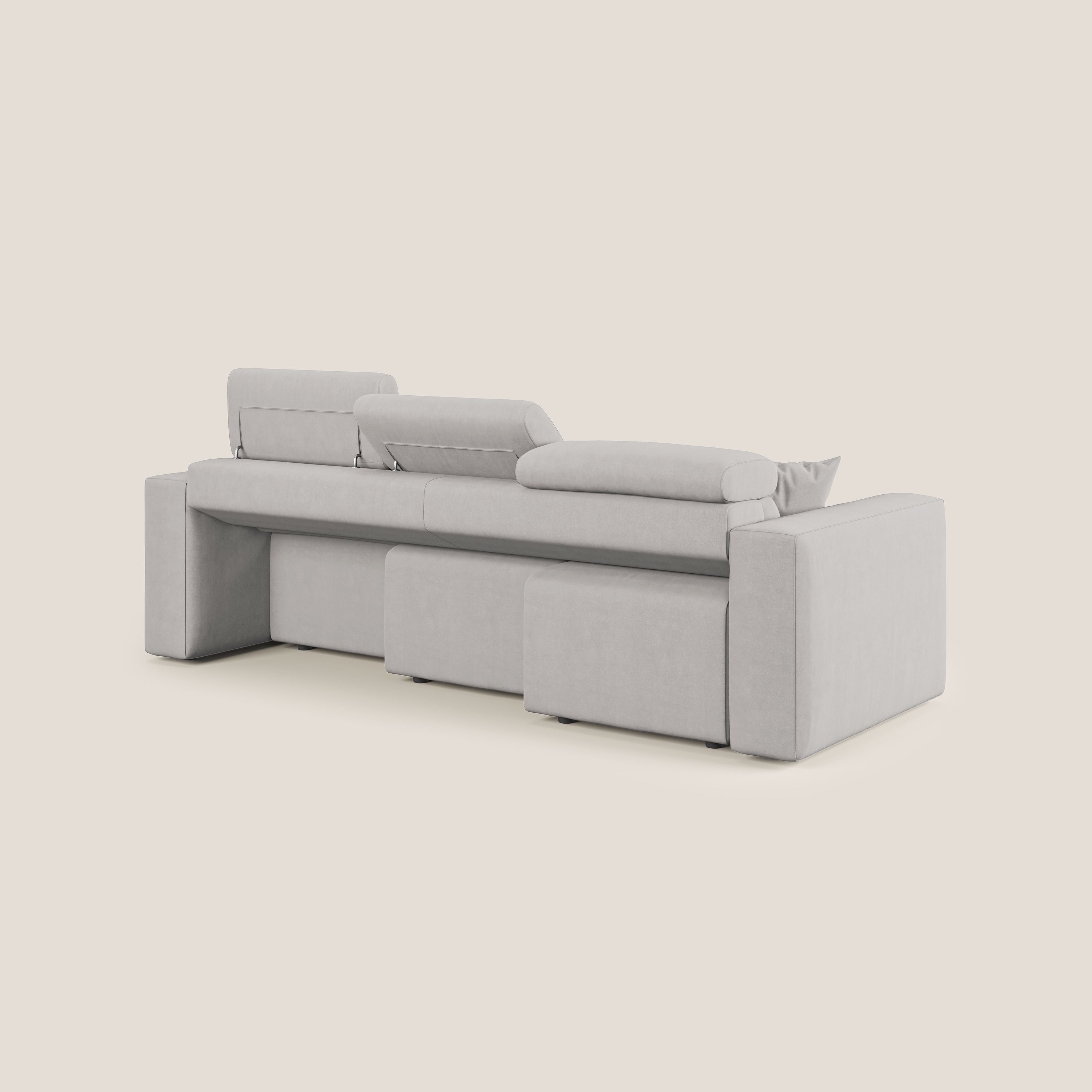 Orwell divano con 3 sedute estraibili in microfibra smacchiabile T11 grigio chiaro - divani.store