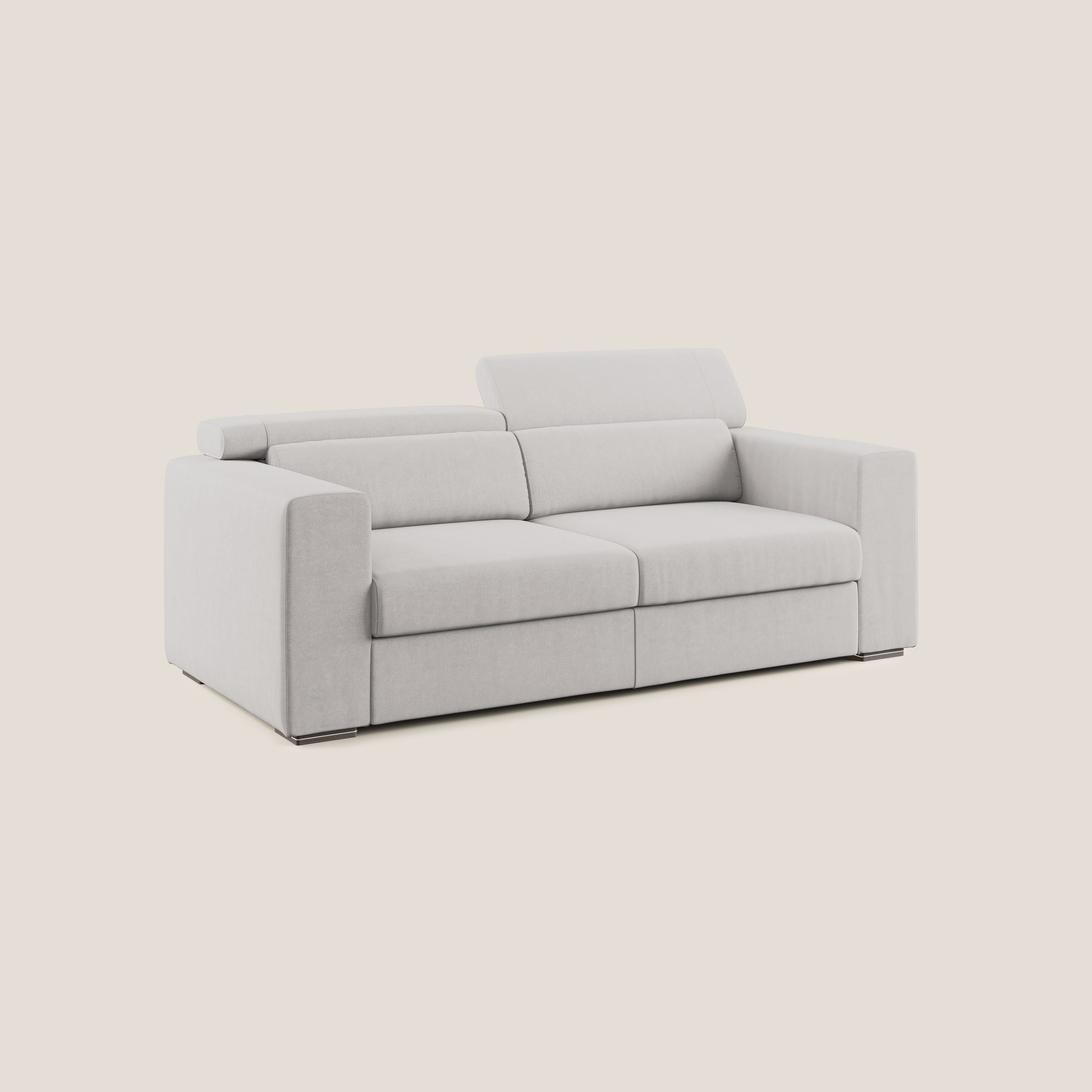 Vegas divano con poggiatesta reclinabili in microfibra smacchiabile T11 grigio chiaro - divani.store