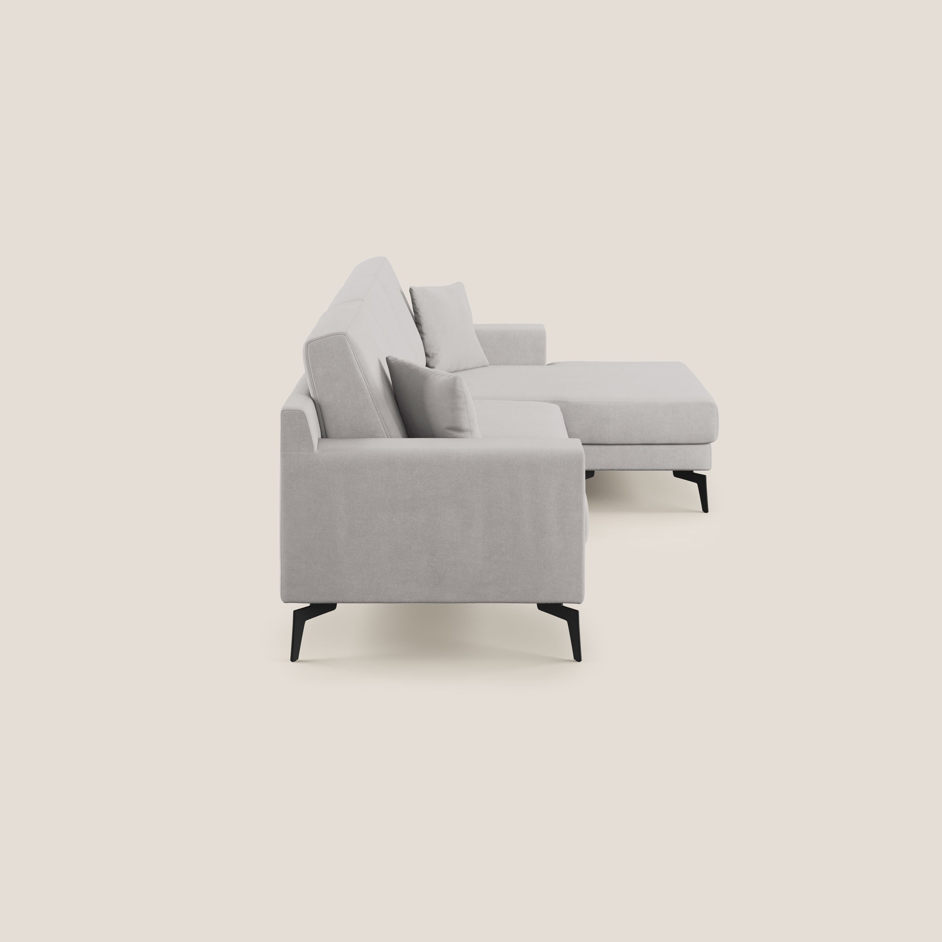 Prestige divano angolare reversibile in microfibra smacchiabile T11 grigio chiaro - divani.store