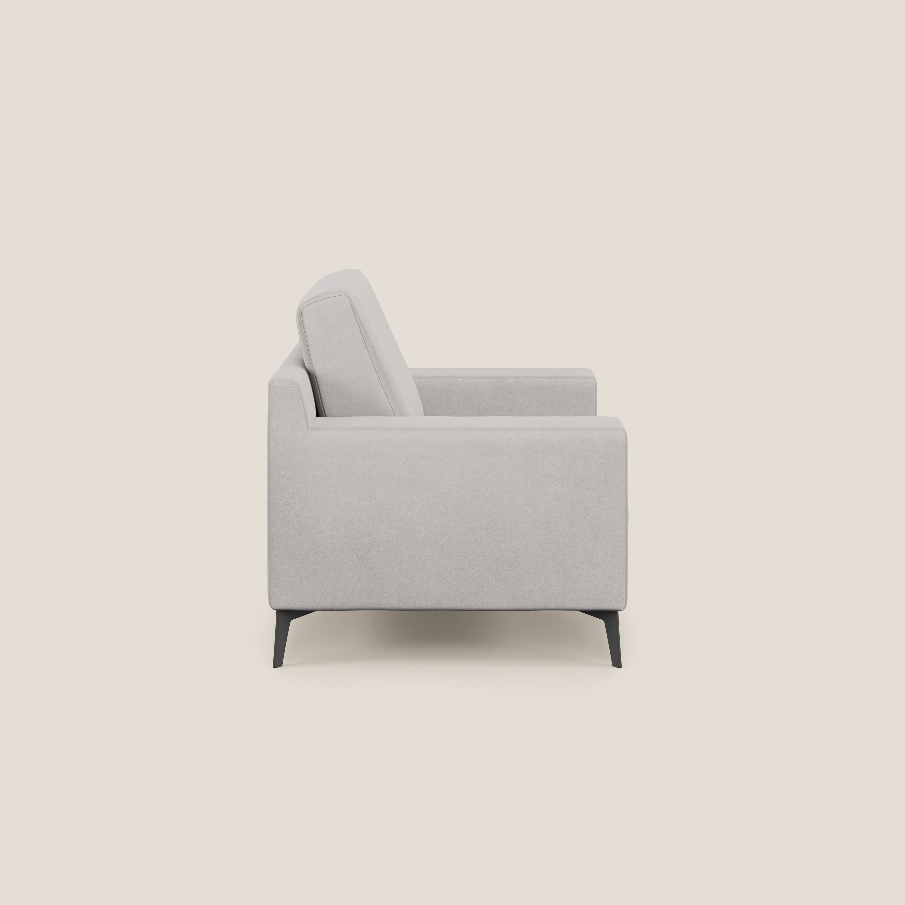 Prestige poltroncina moderna in microfibra smacchiabile T11 grigio chiaro - divani.store
