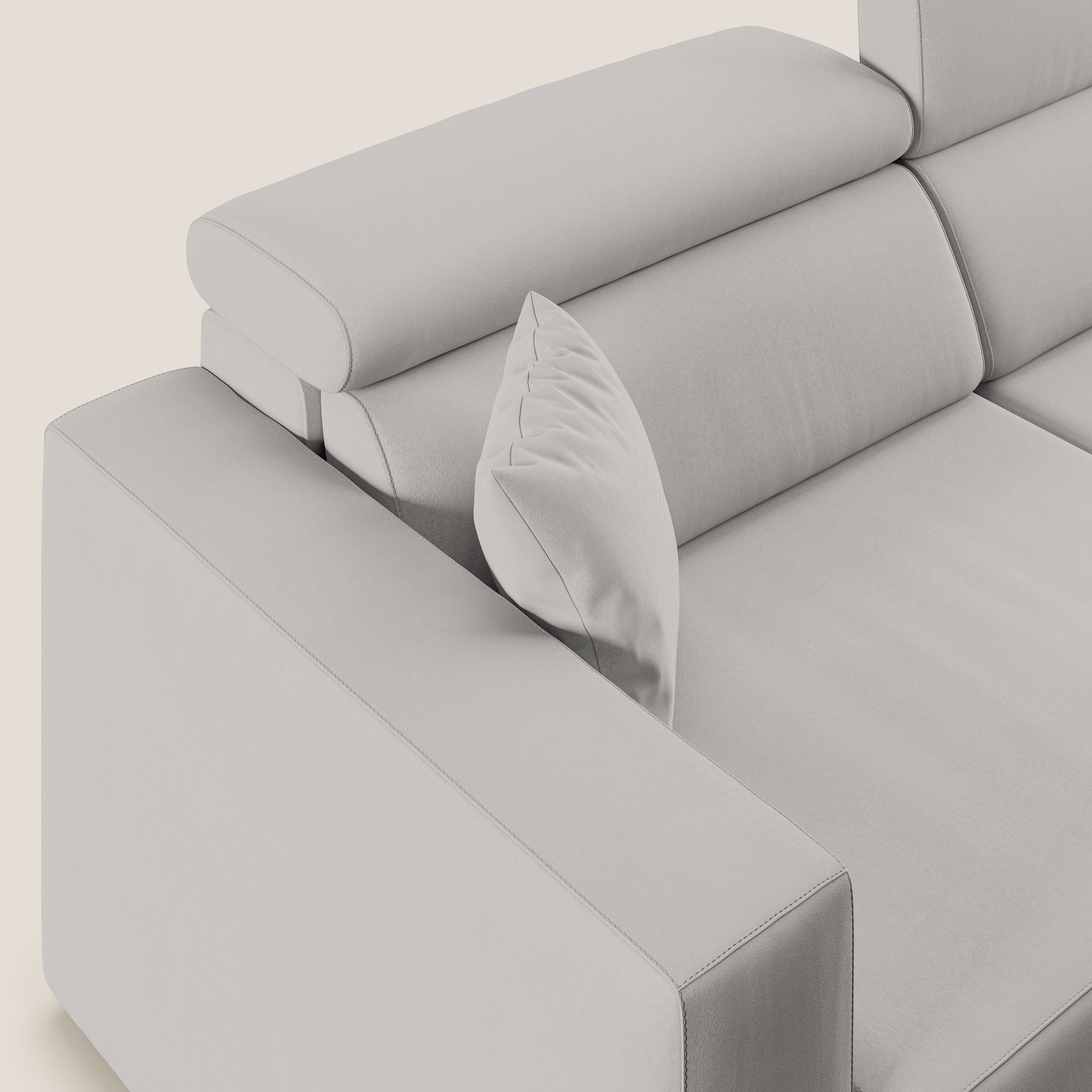 Orwell divano con seduta estraibile in microfibra smacchiabile T11 grigio chiaro - divani.store