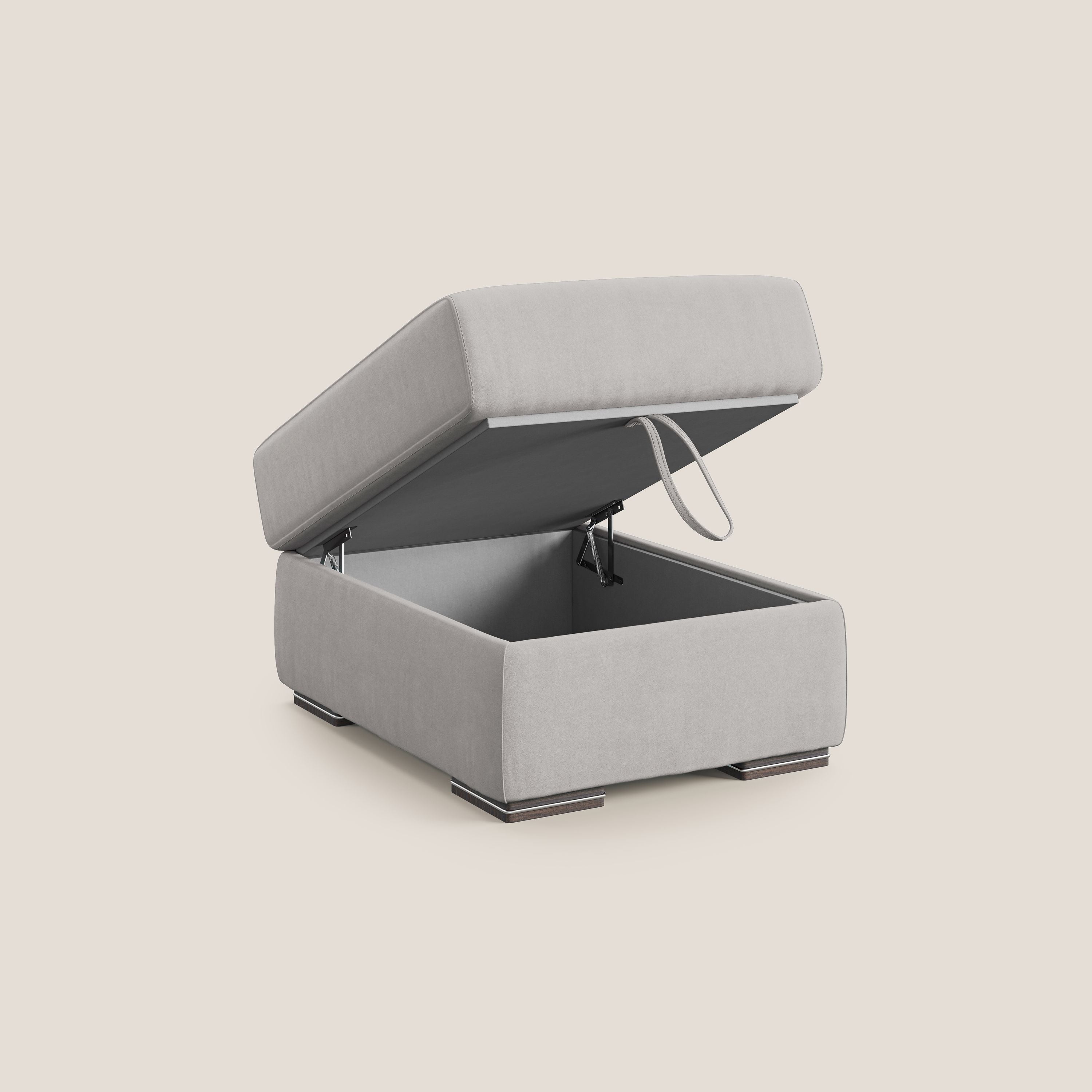 Sun pouf apribile contenitore in microfibra smacchiabile T11 grigio chiaro - divani.store