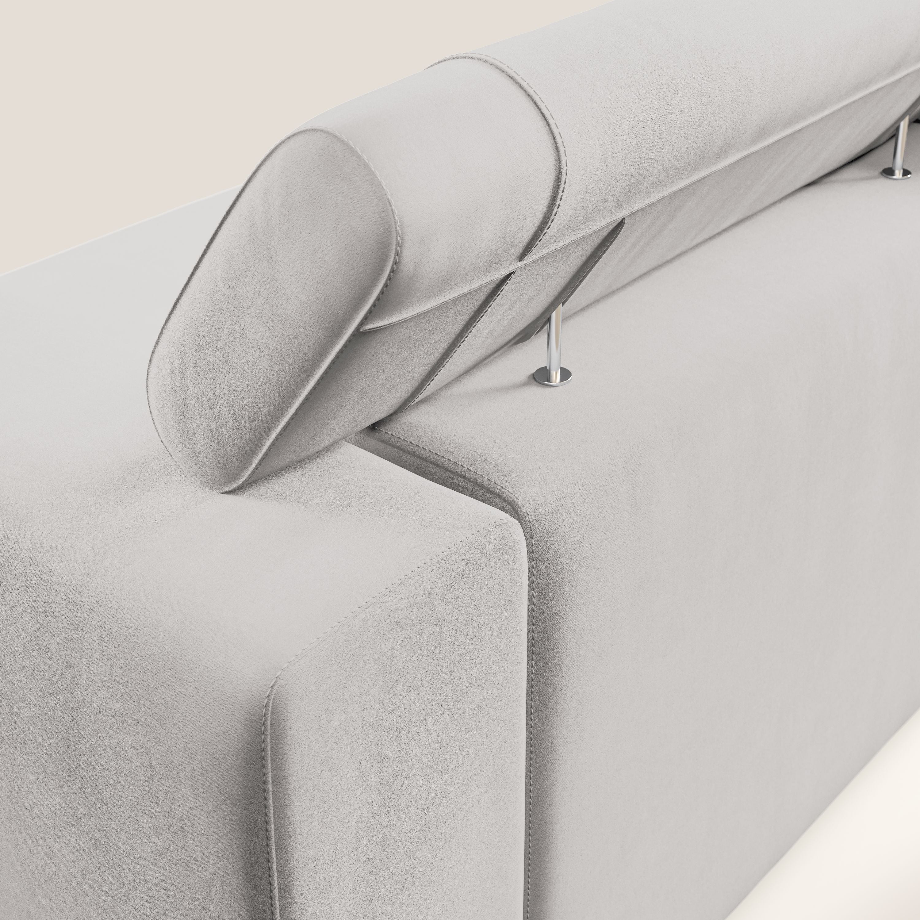 Vegas divano con poggiatesta reclinabili in microfibra smacchiabile T11 grigio chiaro - divani.store