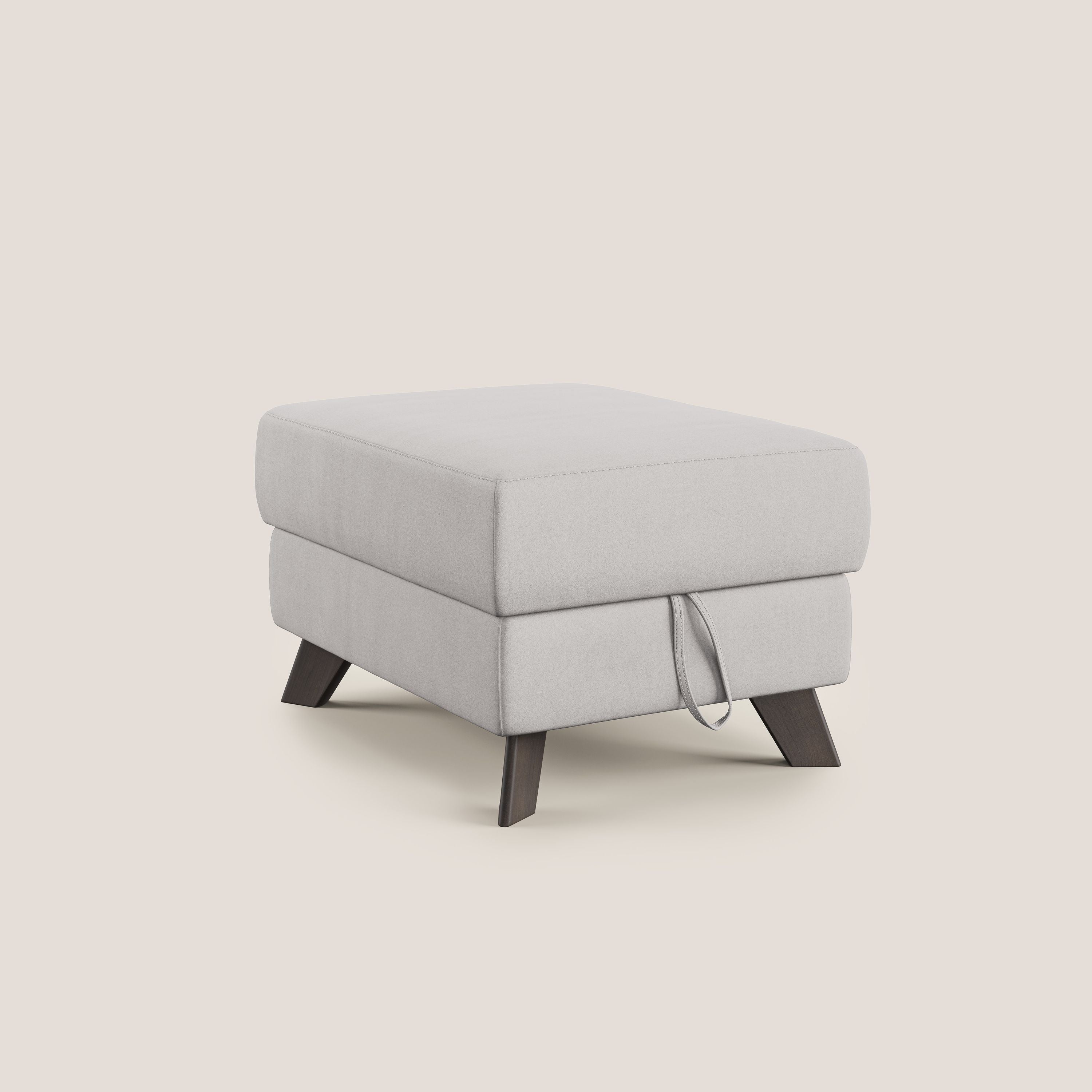 Moon Pouf contenitore e piedini alti in microfibra impermeabile T11 grigio chiaro - divani.store