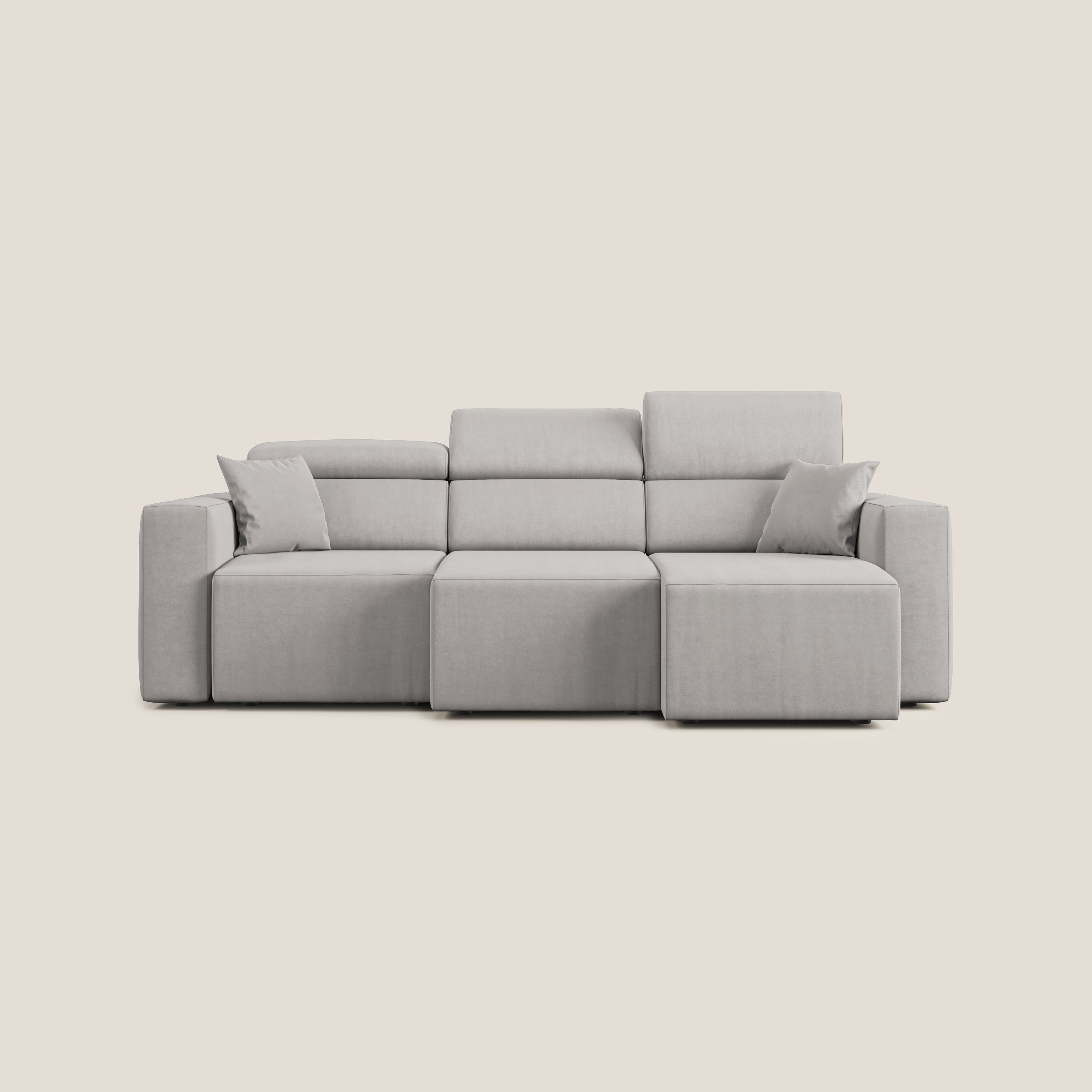 Orwell divano con 3 sedute estraibili in microfibra smacchiabile T11 grigio chiaro - divani.store